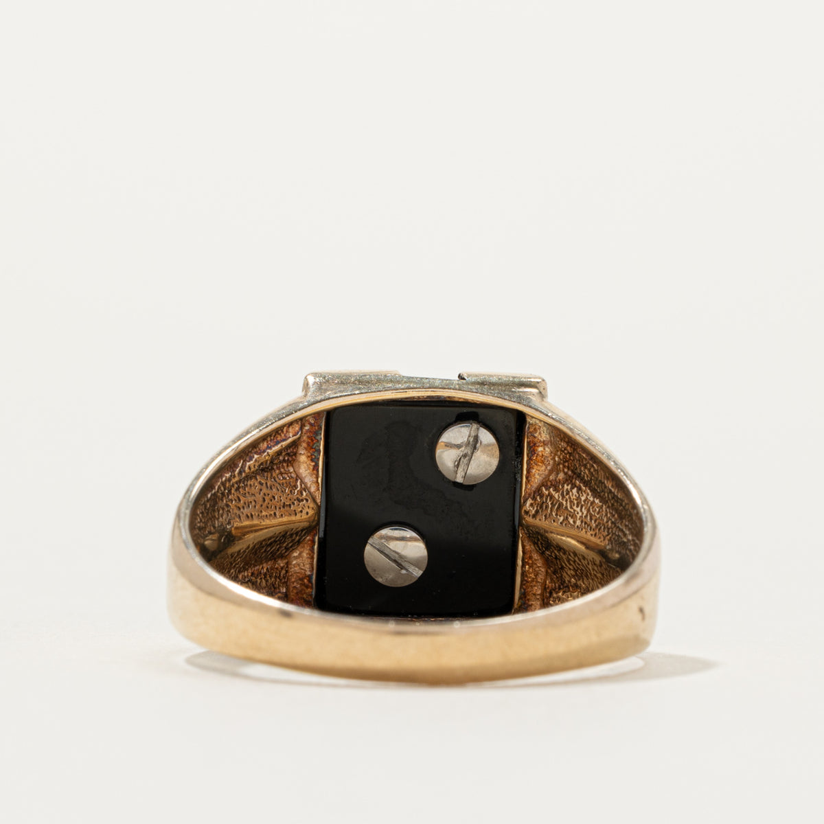 10k Onyx & Diamond "G" Initial Signet Ring | SZ 10