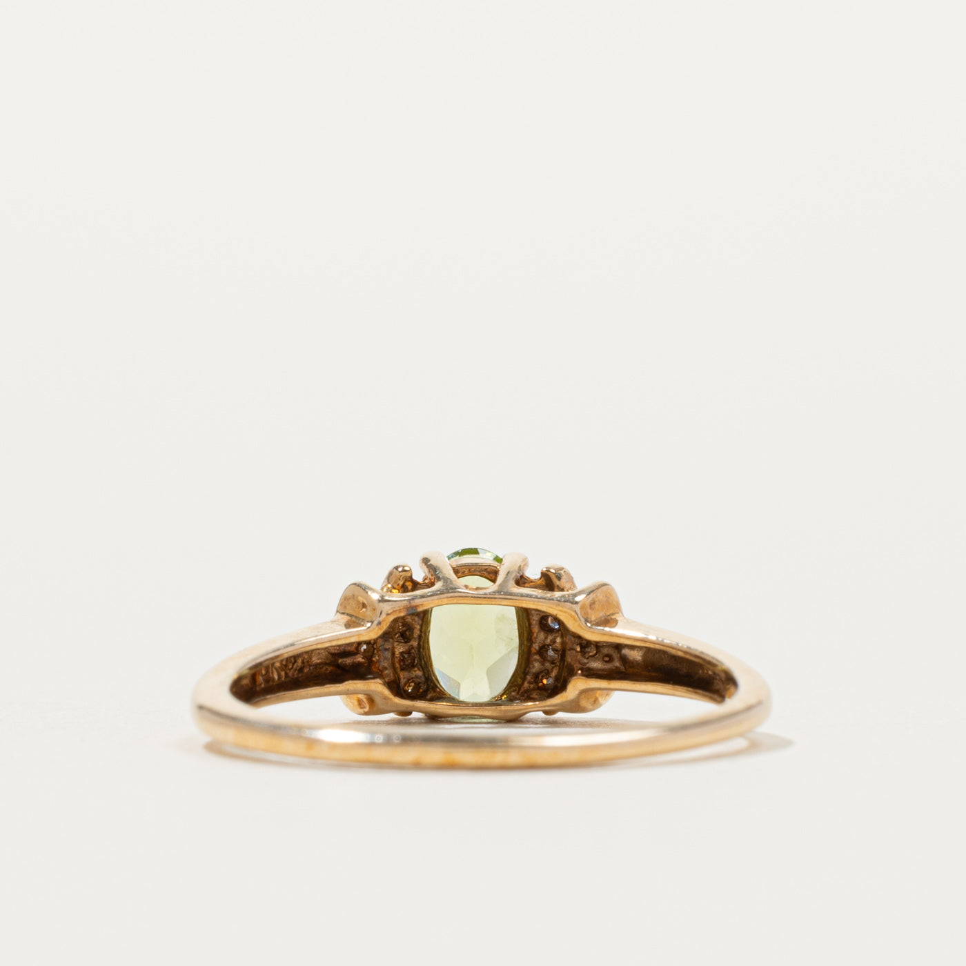 10k Peridot & Channel Set Diamond Accented Ring | SZ 6.75