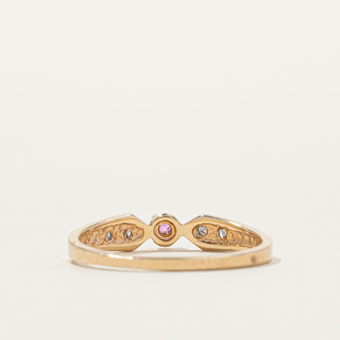 Two Tone Ruby & Diamond Reverse Tapered Ring | SZ 5.5