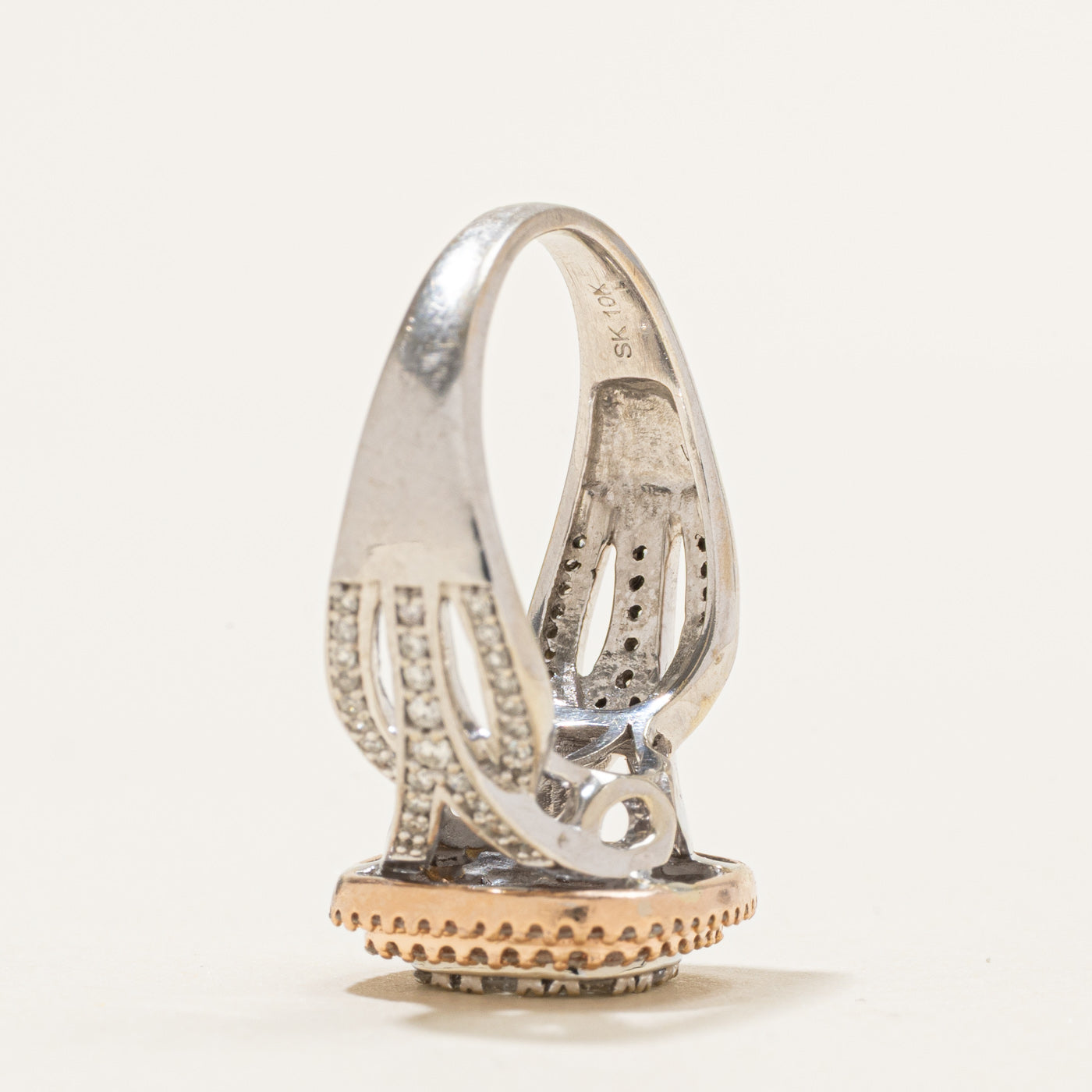 10K Two Tone Diamond Cluster Multi Halo Cocktail Ring | 0.55ctw | SZ 7.5