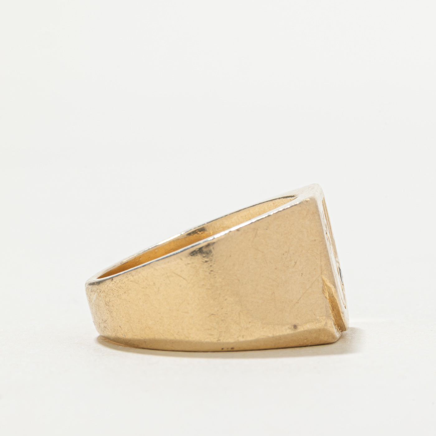 10k Diamond Engraved Signet Ring | SZ 9