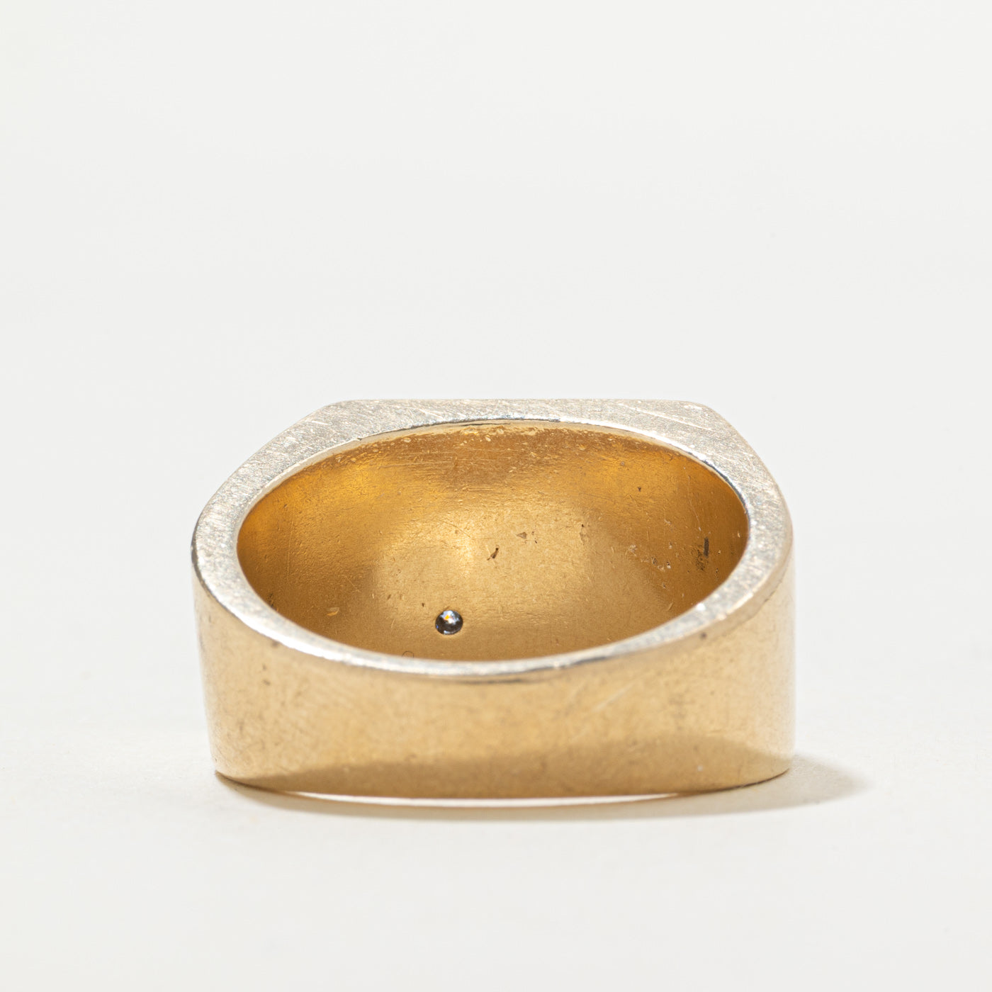 10k Diamond Engraved Signet Ring | SZ 9