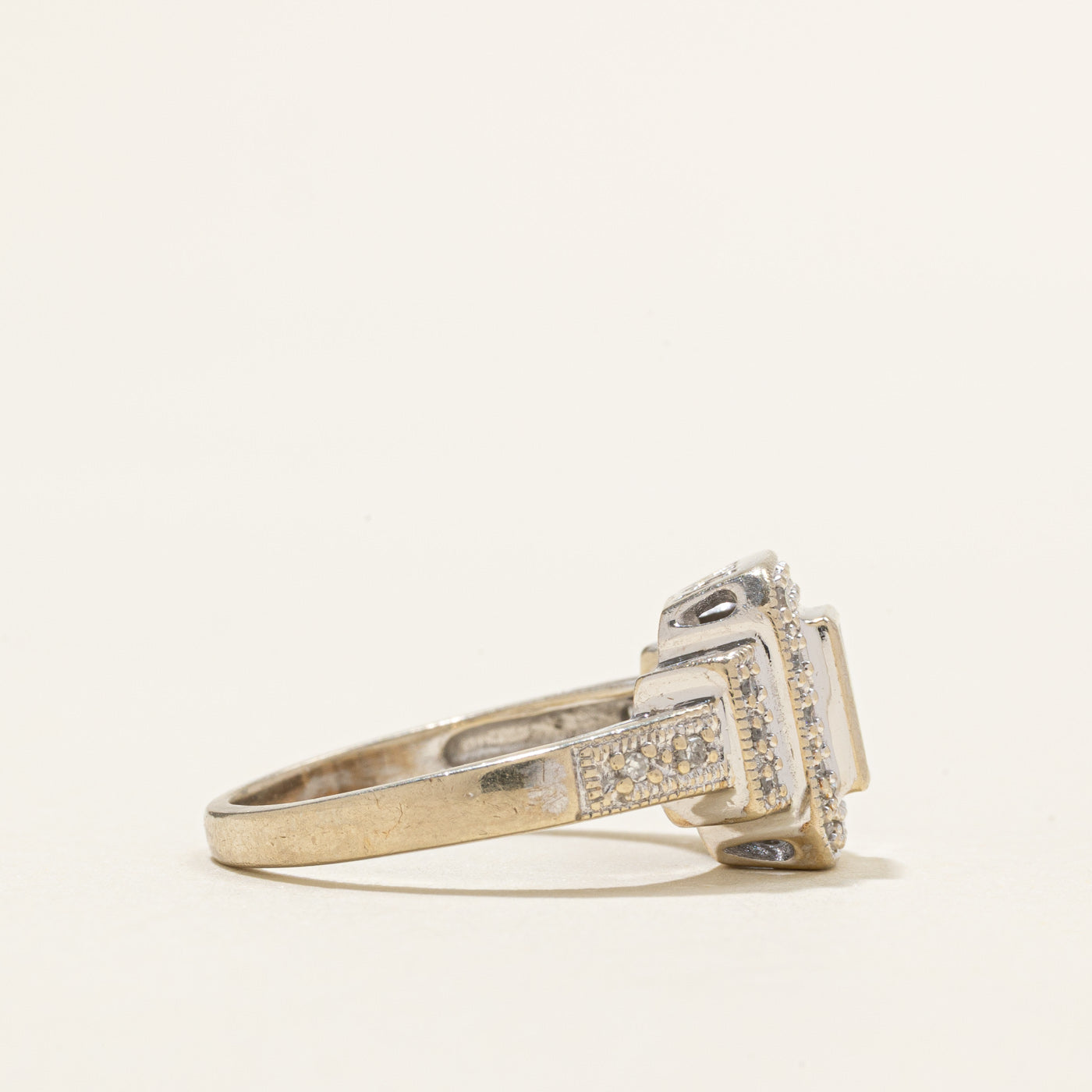 Bague sertie de diamants invisibles en or 10 carats avec halo | 0,36 ct au total | Taille 6,75