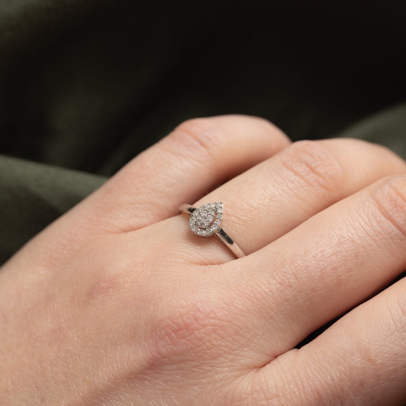 10k Diamond Pear Cluster Halo Ring | SZ 6