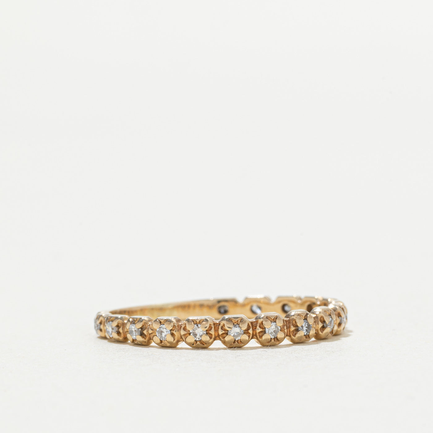 10k Semi Eternity Diamond Textured Band | SZ 6