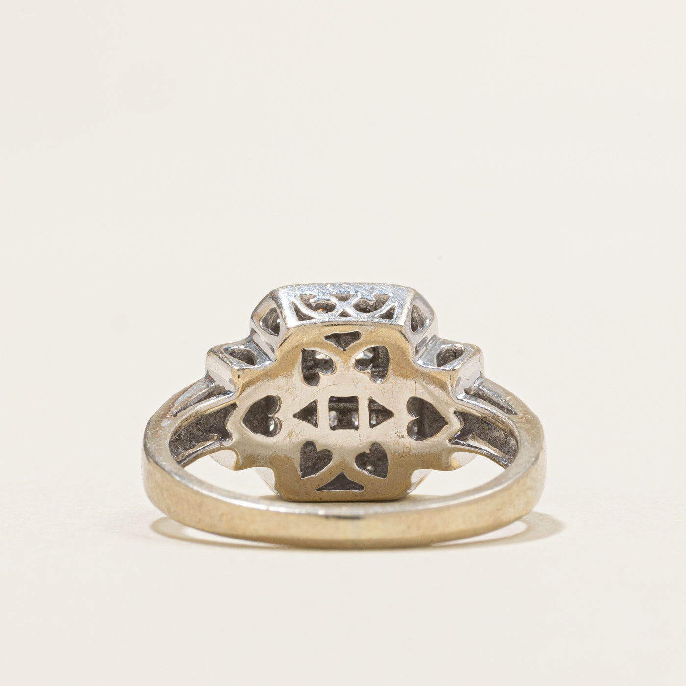 Bague sertie de diamants invisibles en or 10 carats avec halo | 0,36 ct au total | Taille 6,75