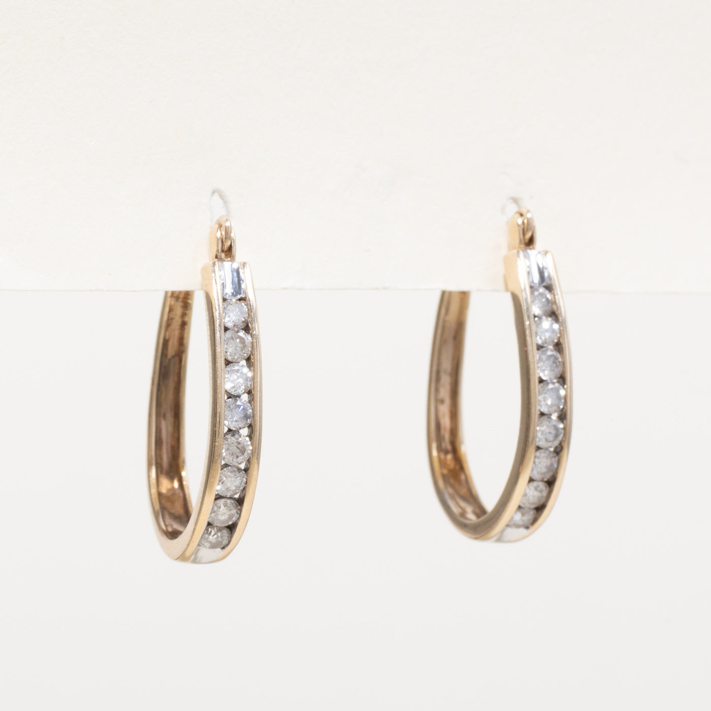 18k Chanel Set Diamond Hoop Earrings | 0.80ctw