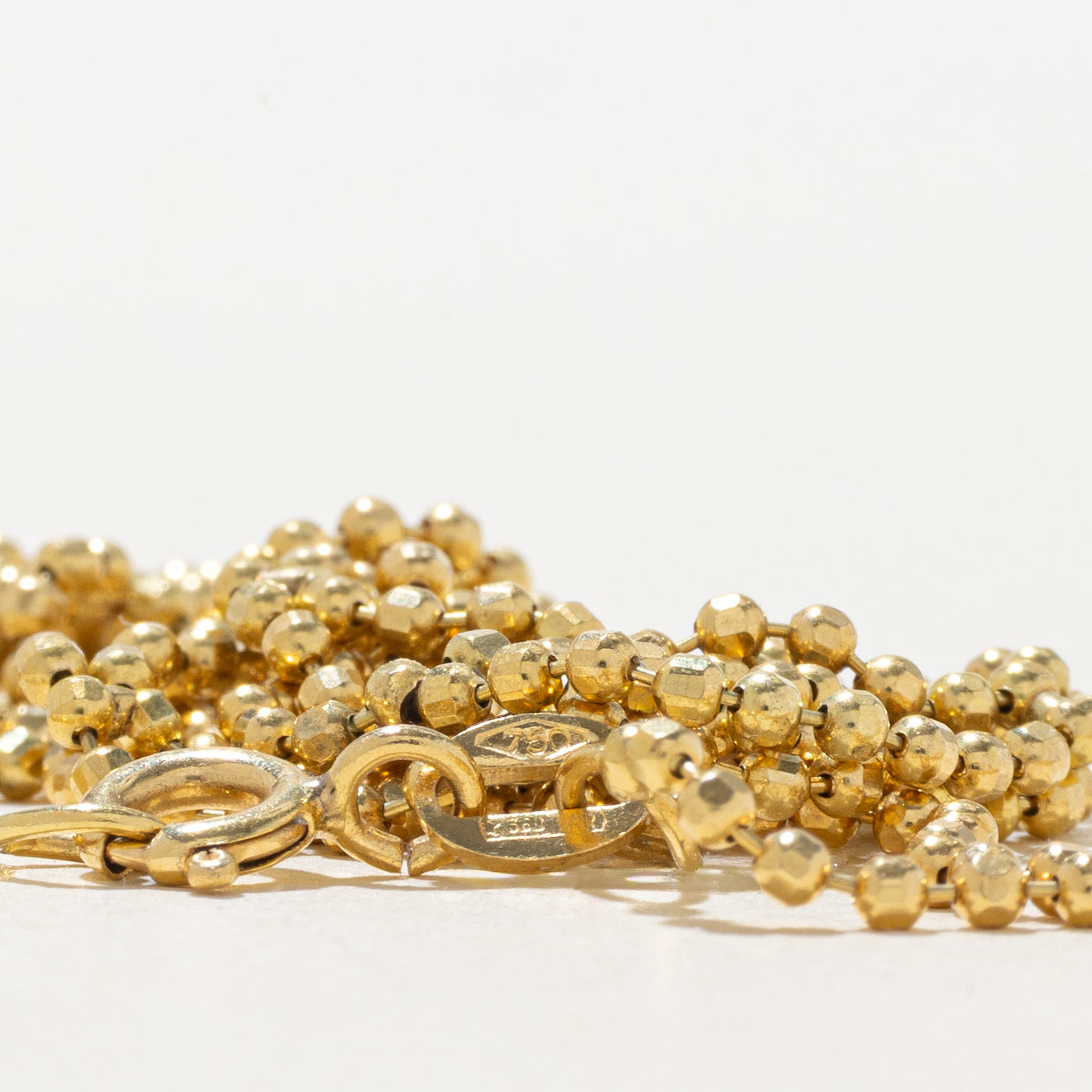 Italian 18k Diamond Cut Beaded Bib Necklace | 17"