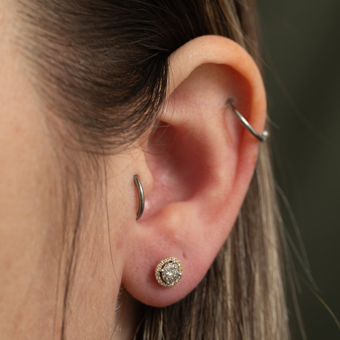 14k Diamond Cluster Halo Stud Earrings | 0.20ctw