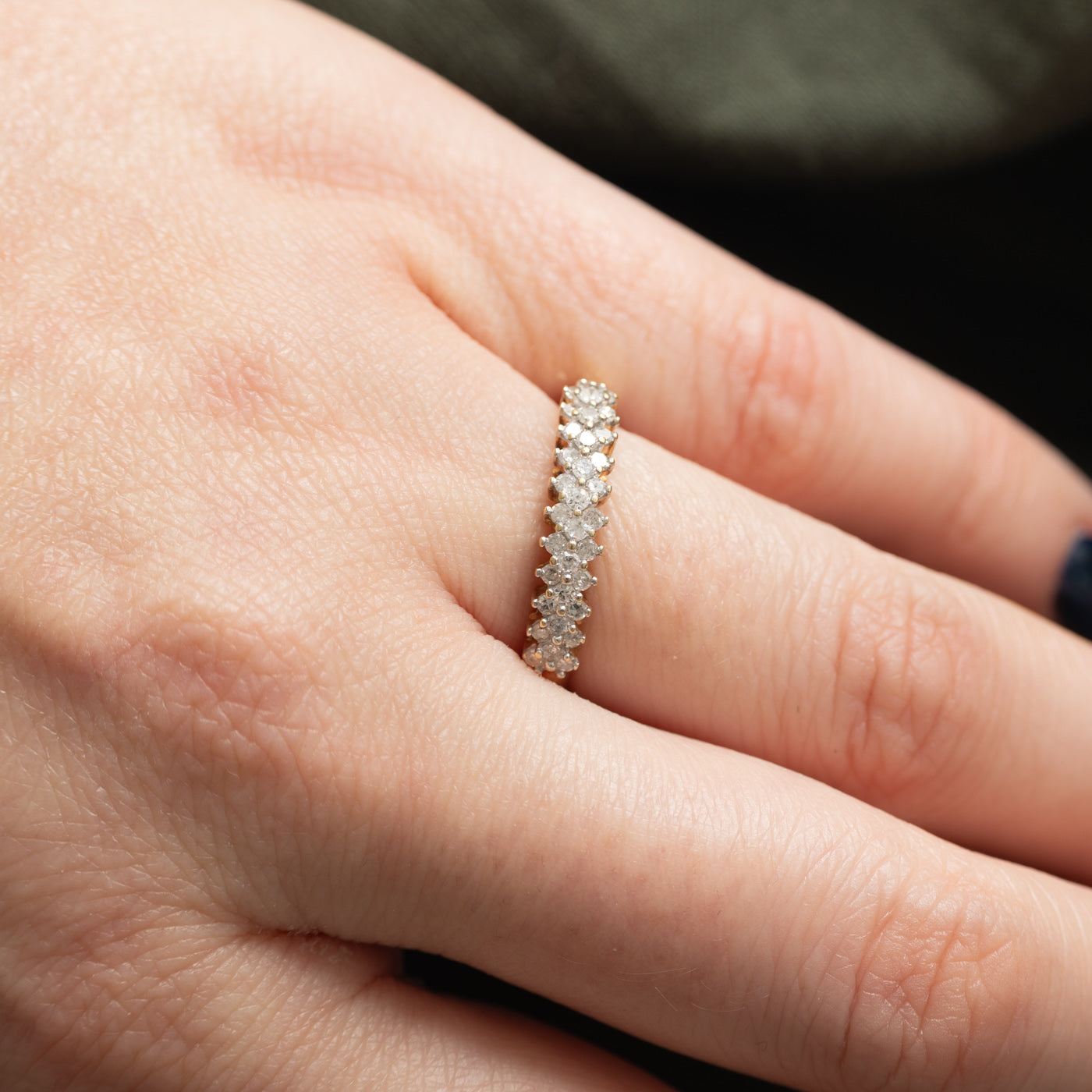 10K Semi Eternity Diamond Petal Band | 0.32ctw | SZ 6.5