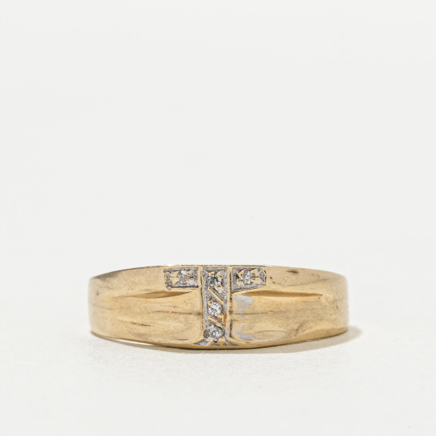 10k Diamond "T" Initial Ring | SZ 7