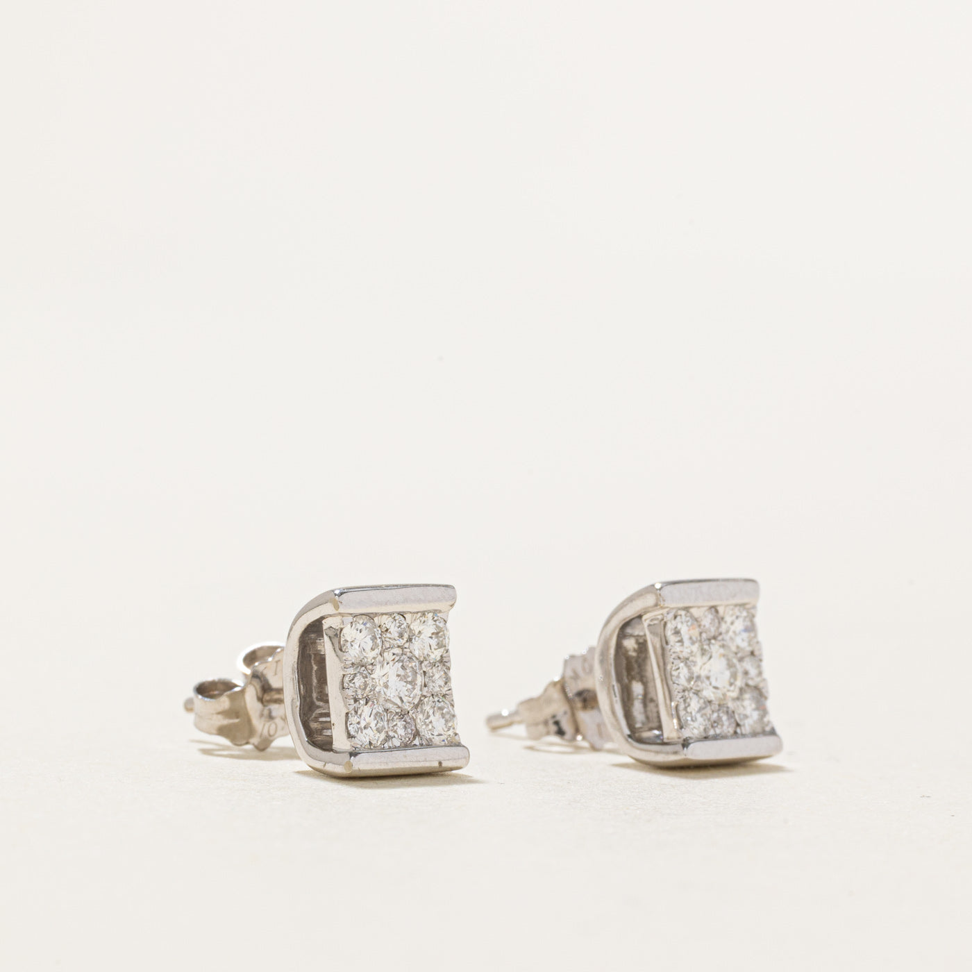 10k Diamond Square Cluster Studs Earrings | 0.50ctw