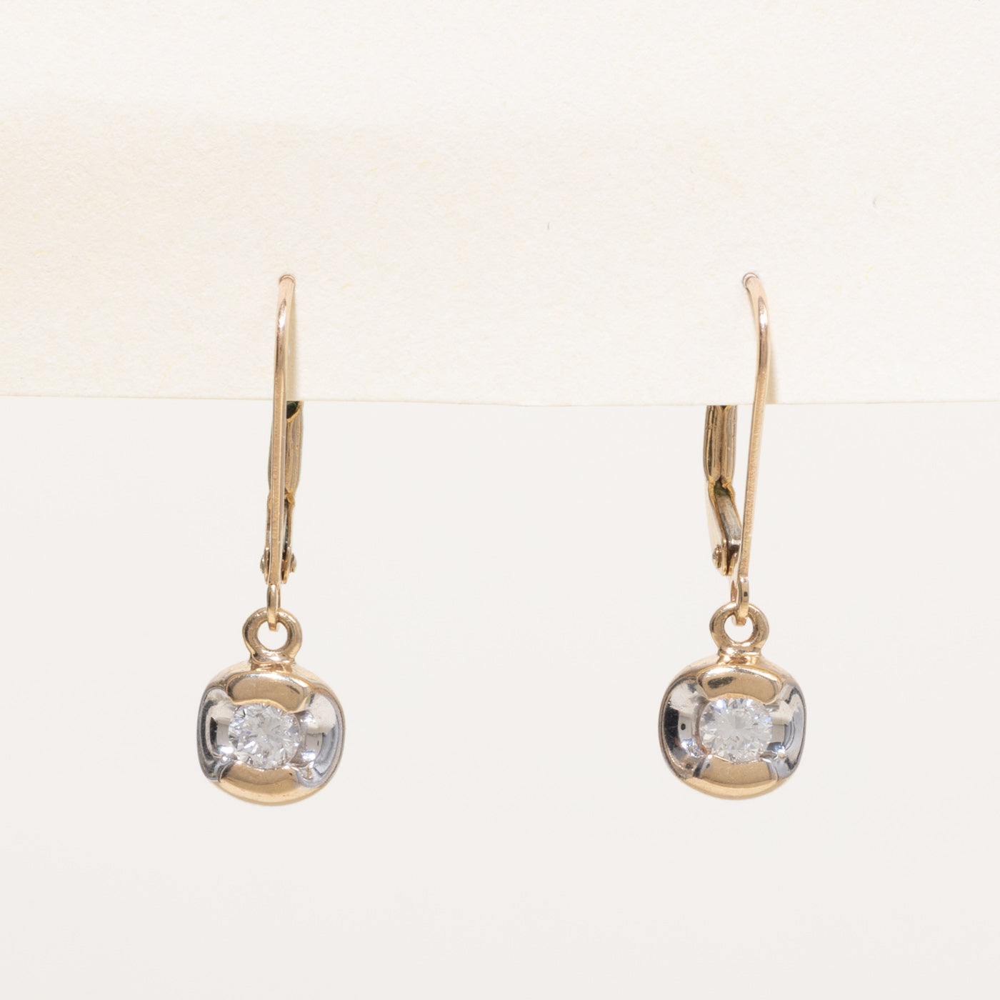10k Yellow Gold Semi Bezel Diamond Drop Earrings | 0.26ctw
