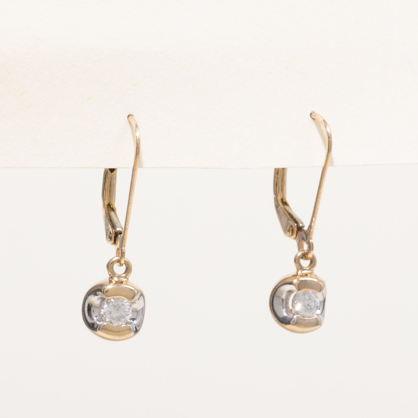 10k Yellow Gold Semi Bezel Diamond Drop Earrings | 0.26ctw