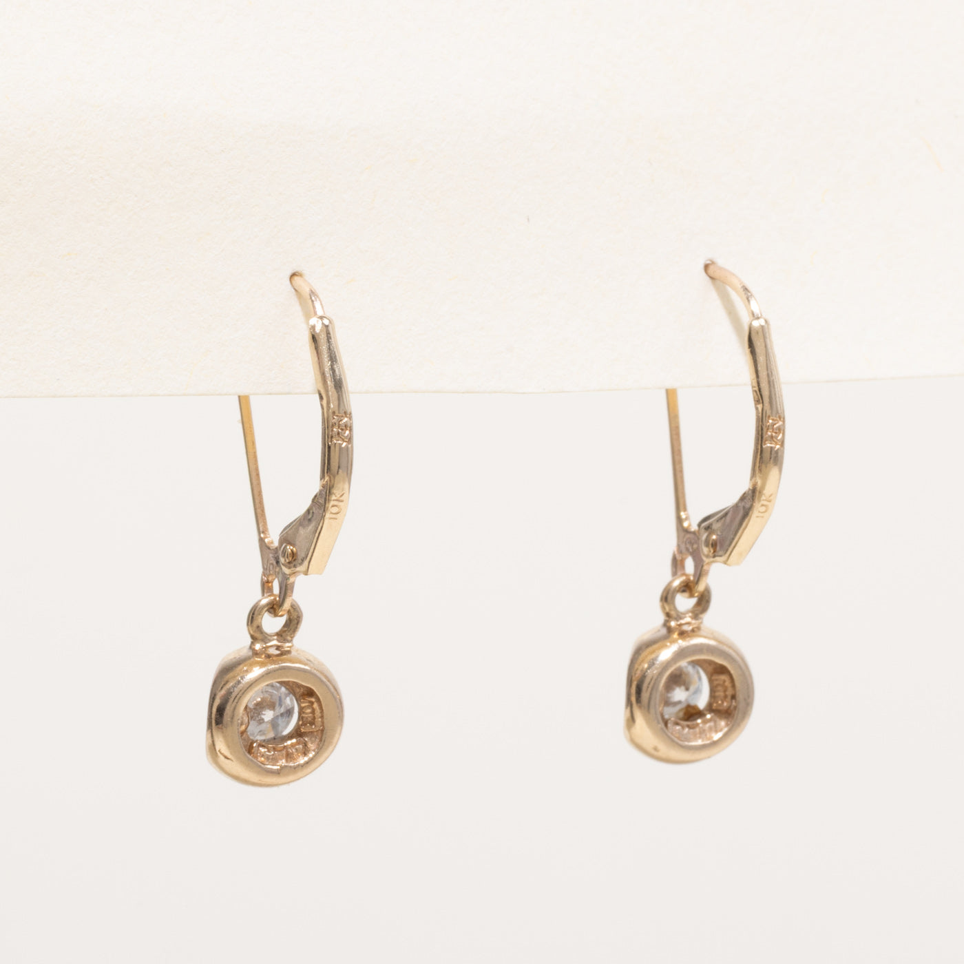 10k Yellow Gold Semi Bezel Diamond Drop Earrings | 0.26ctw