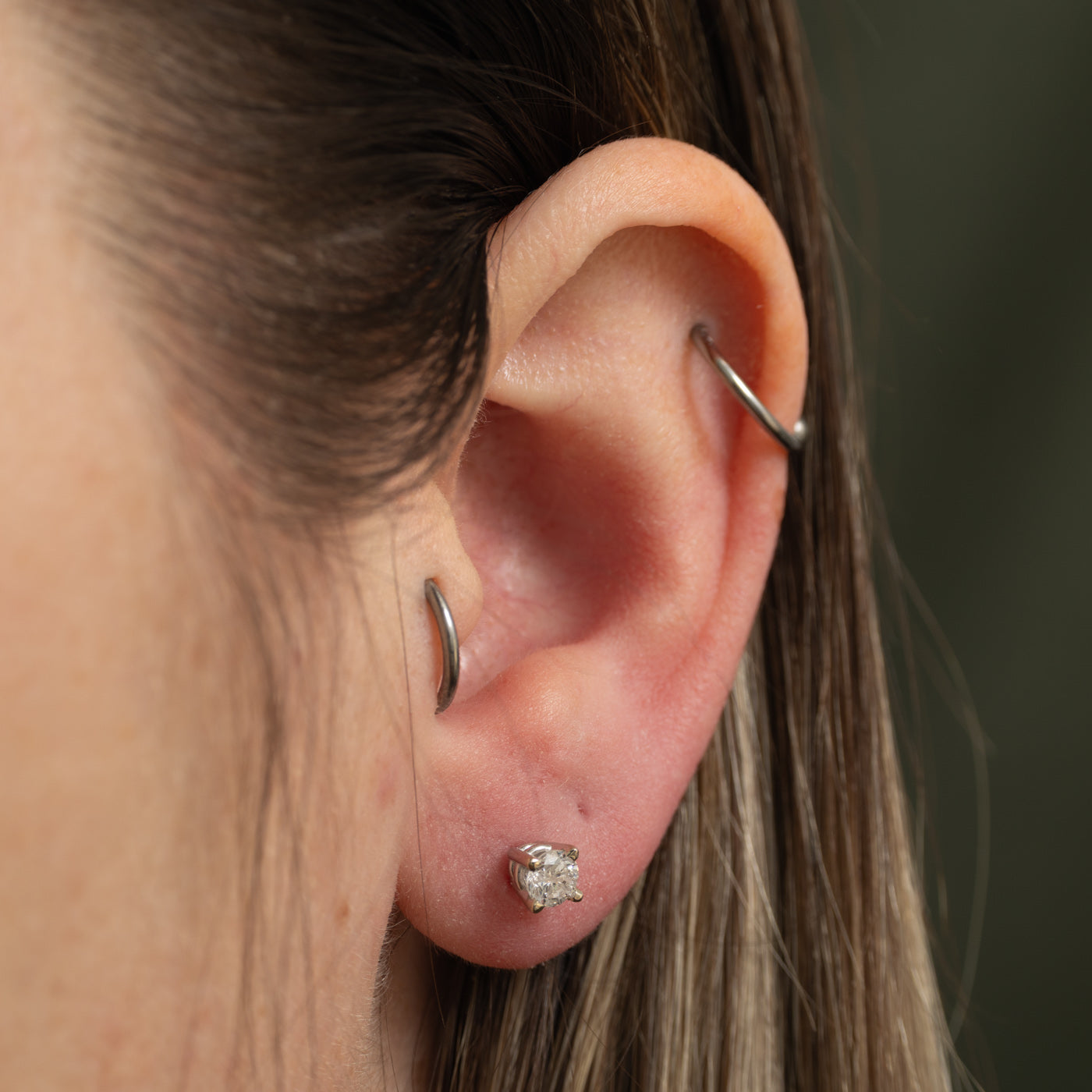 14k White Gold Solitaire Diamond Stud Earrings | 0.50ctw I1/I2 G/H