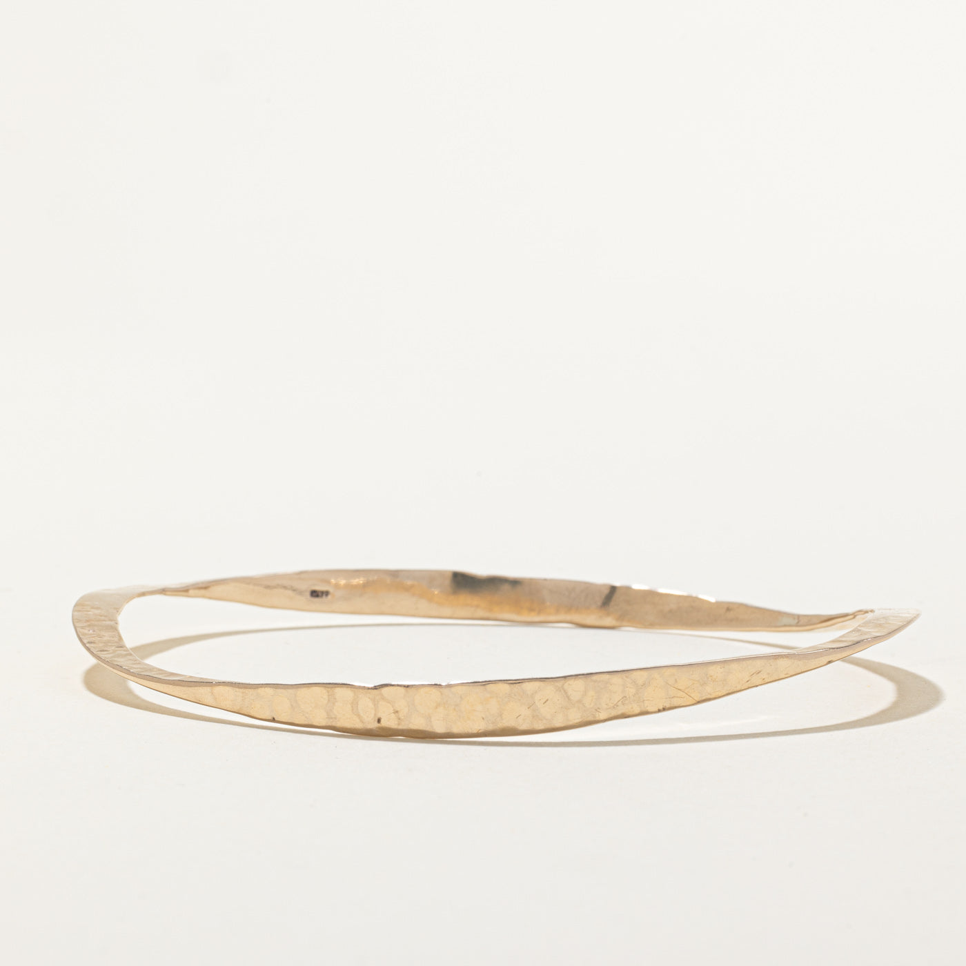 10k Yellow Gold Hammered Bangle Bracelet | 8"