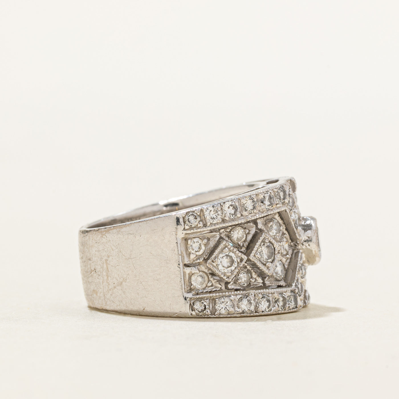 18k Diamond Cluster Geometric Design Band | 1.17ctw | SZ 5.25