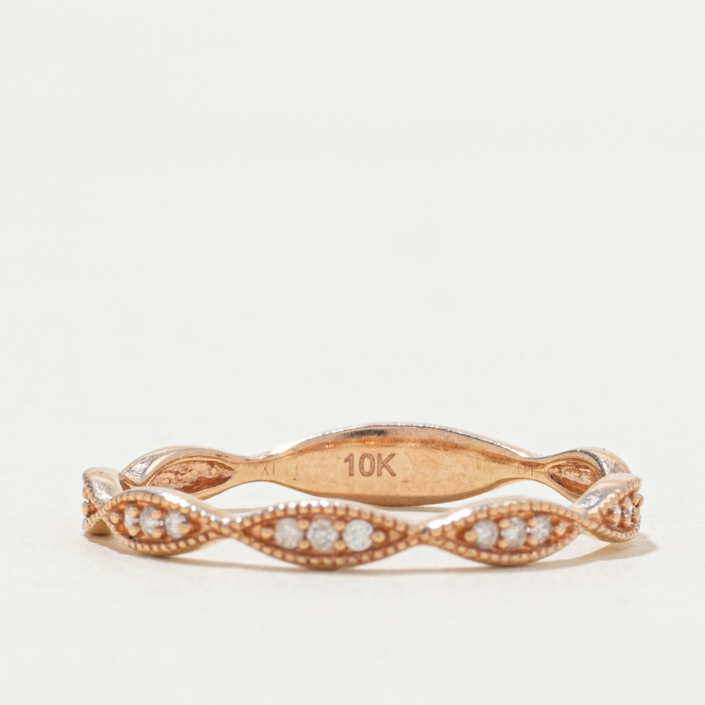 Rose Gold Diamond Marquise Patterned Band | SZ 9.25