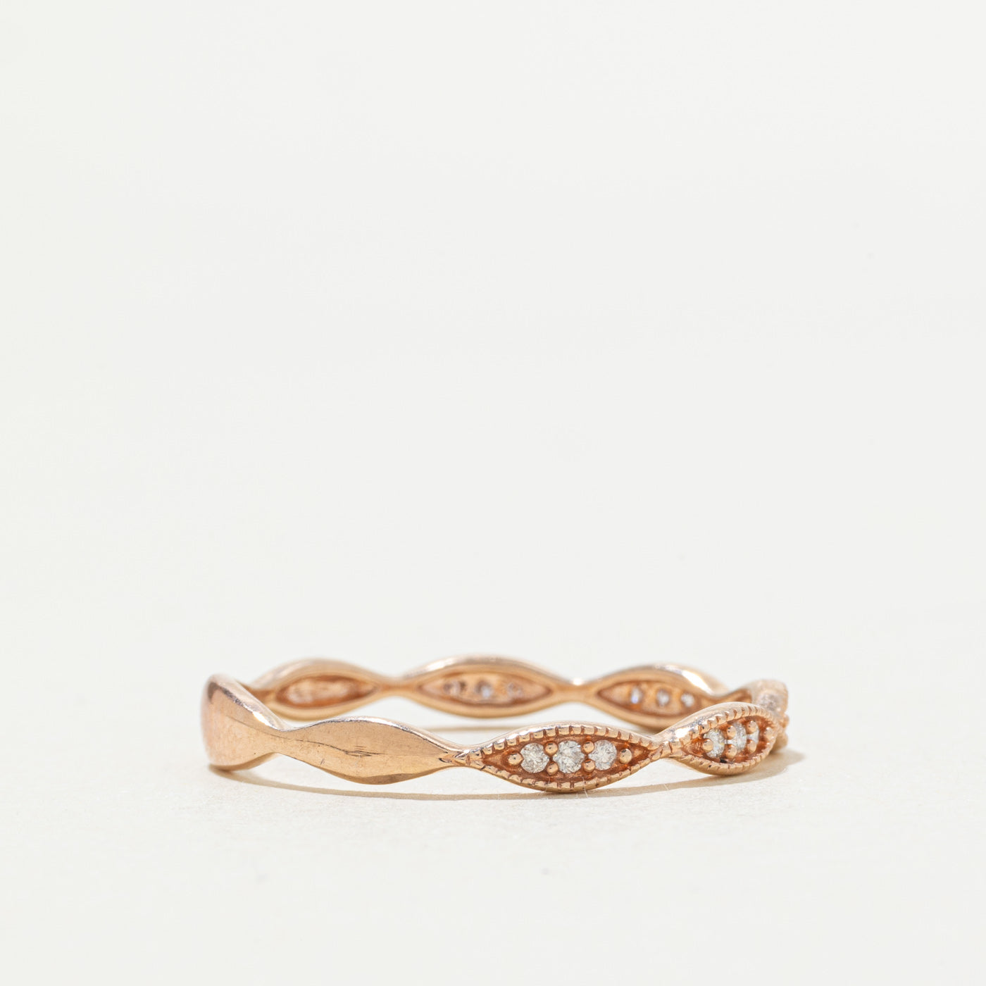 Rose Gold Diamond Marquise Patterned Band | SZ 9.25