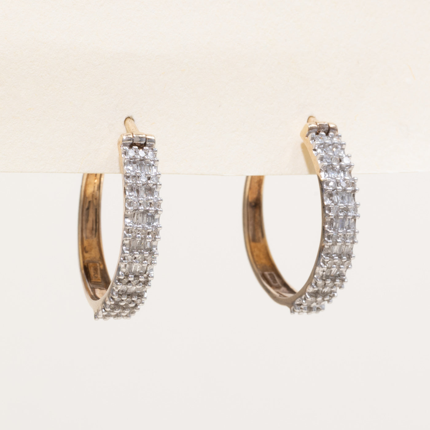10k Mixed Cut Diamond Hoop Earrings | 0.35ctw