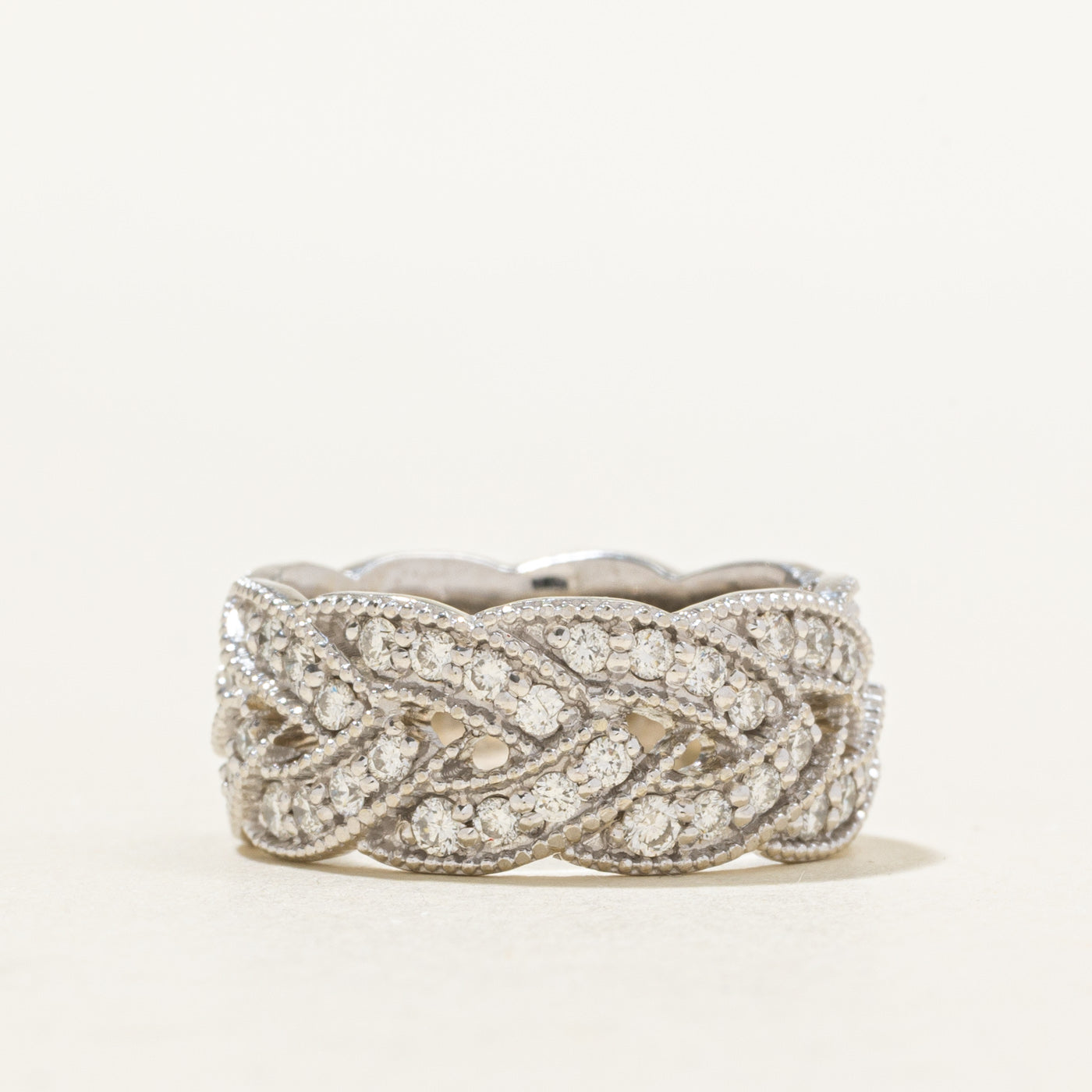 10k Diamond Woven Band | 1.10ctw | 8.10mm | SZ 5.5