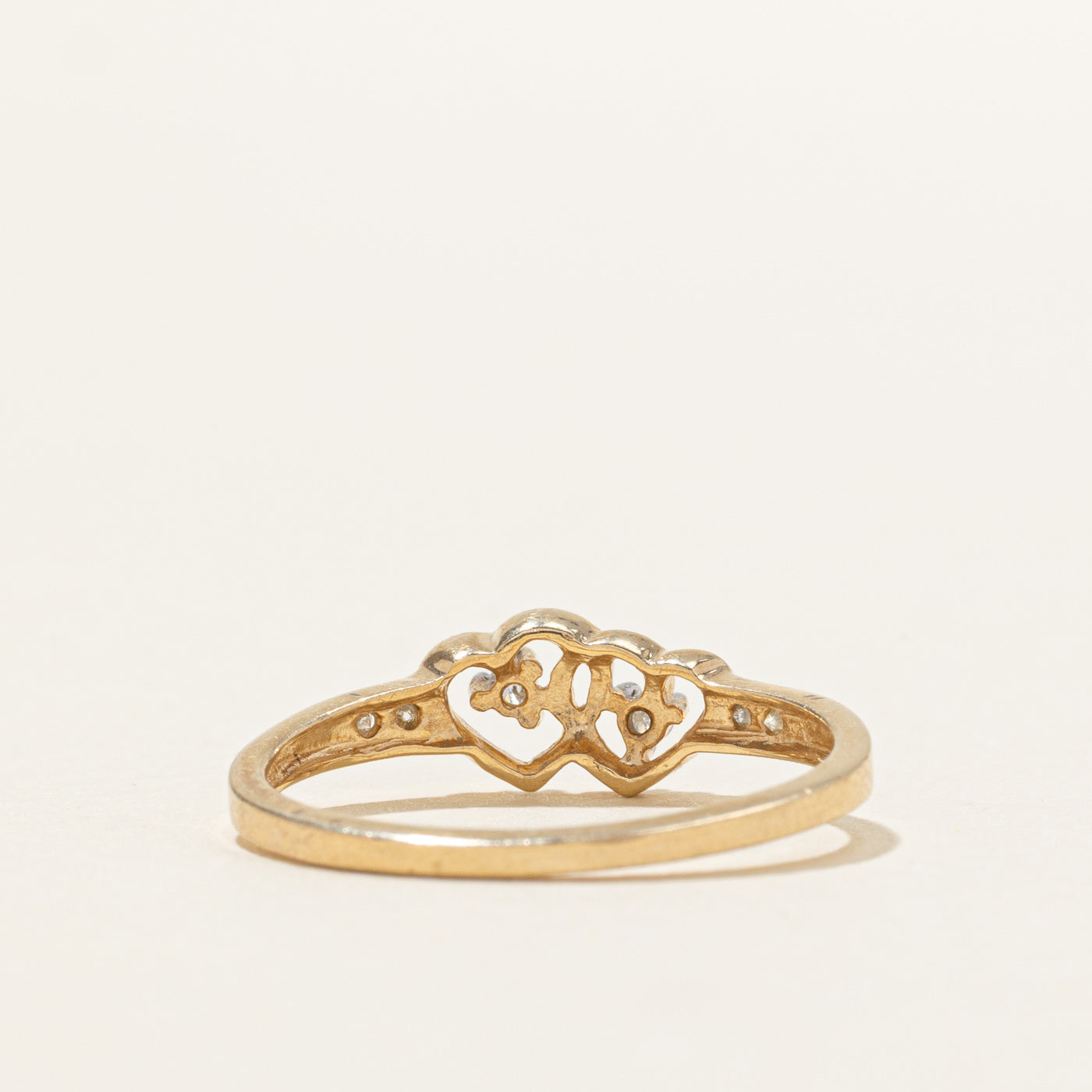 10K Diamond Double Heart Ring | SZ 7.0