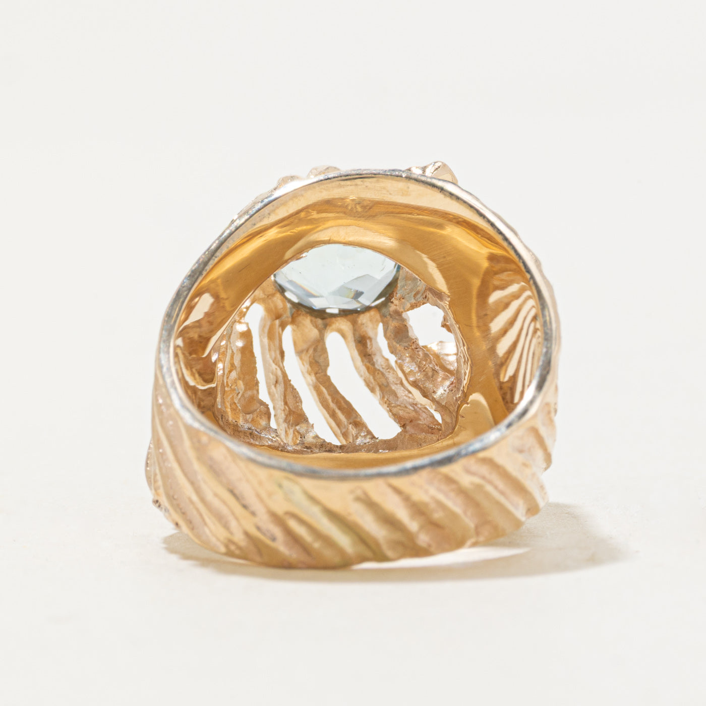 14k Aquamarine & Diamond Abstract Cocktail Ring | 1.65ct, 0.09ctw | SZ 6.25