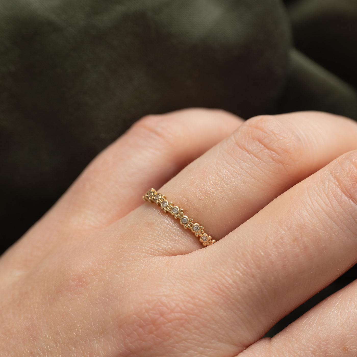 Canadian 10K Semi Eternity Diamond Textured Band | SZ 6.5