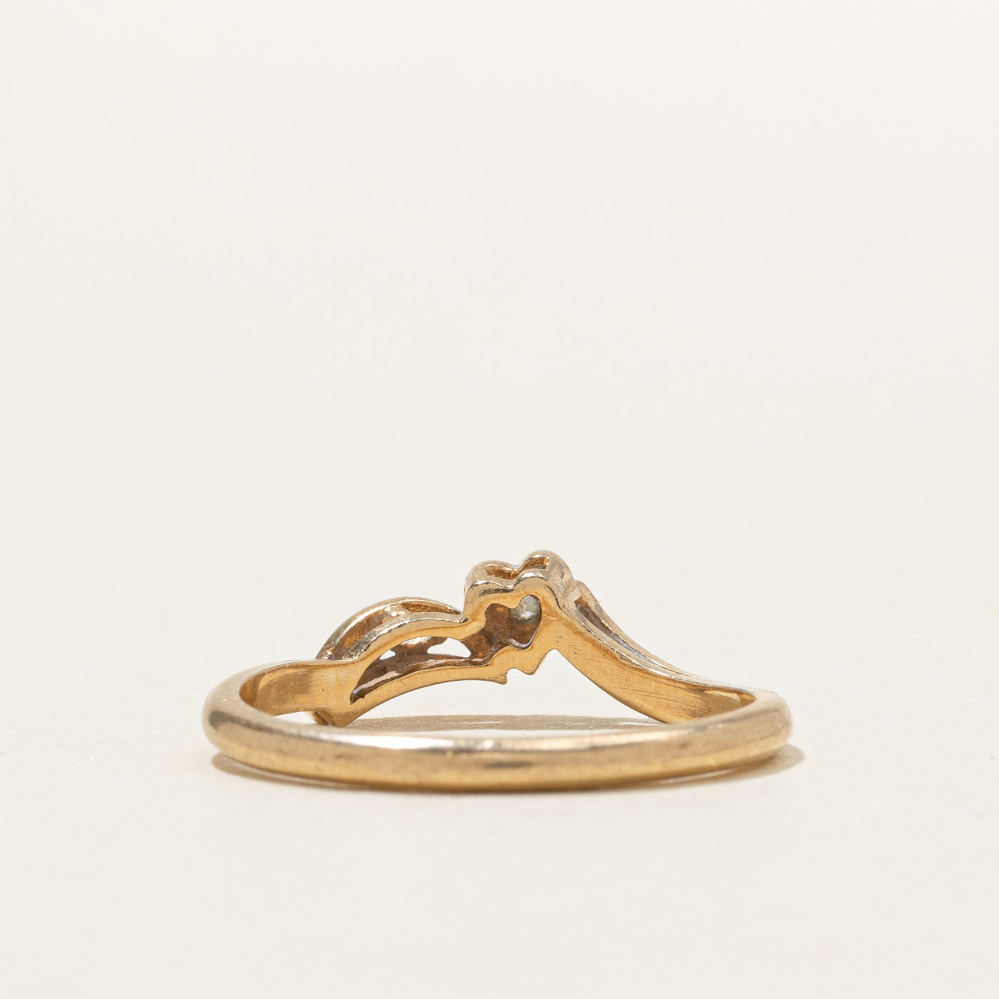 10K Diamond Heart & Crescent Moon Ring | SZ 6.0