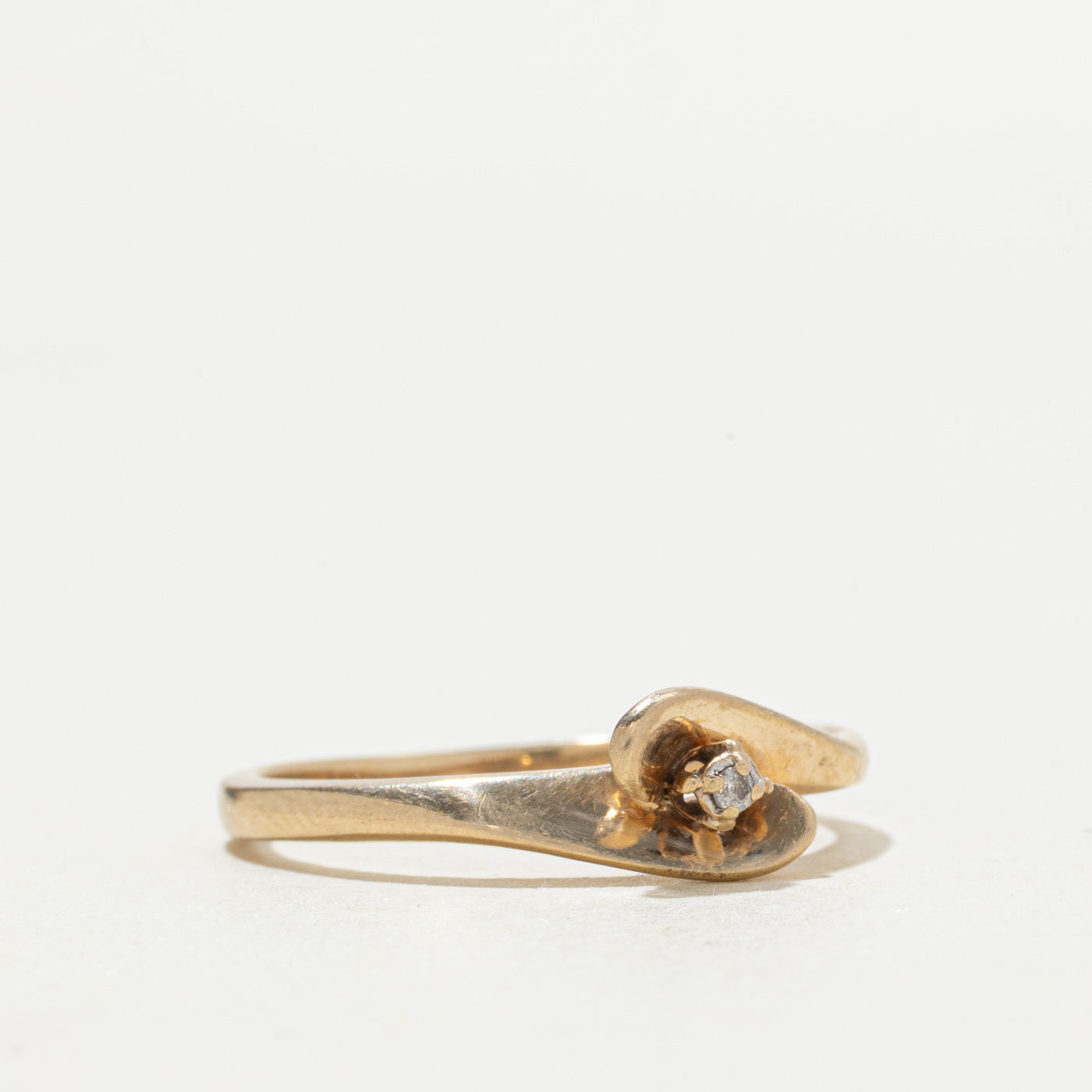 10k Diamond Swirl Bypass Ring | SZ 8