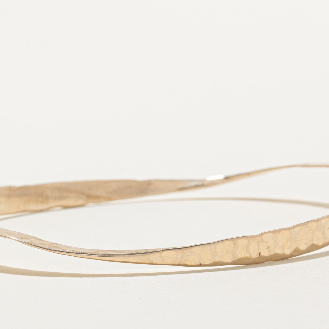 10k Yellow Gold Hammered Bangle Bracelet | 8"