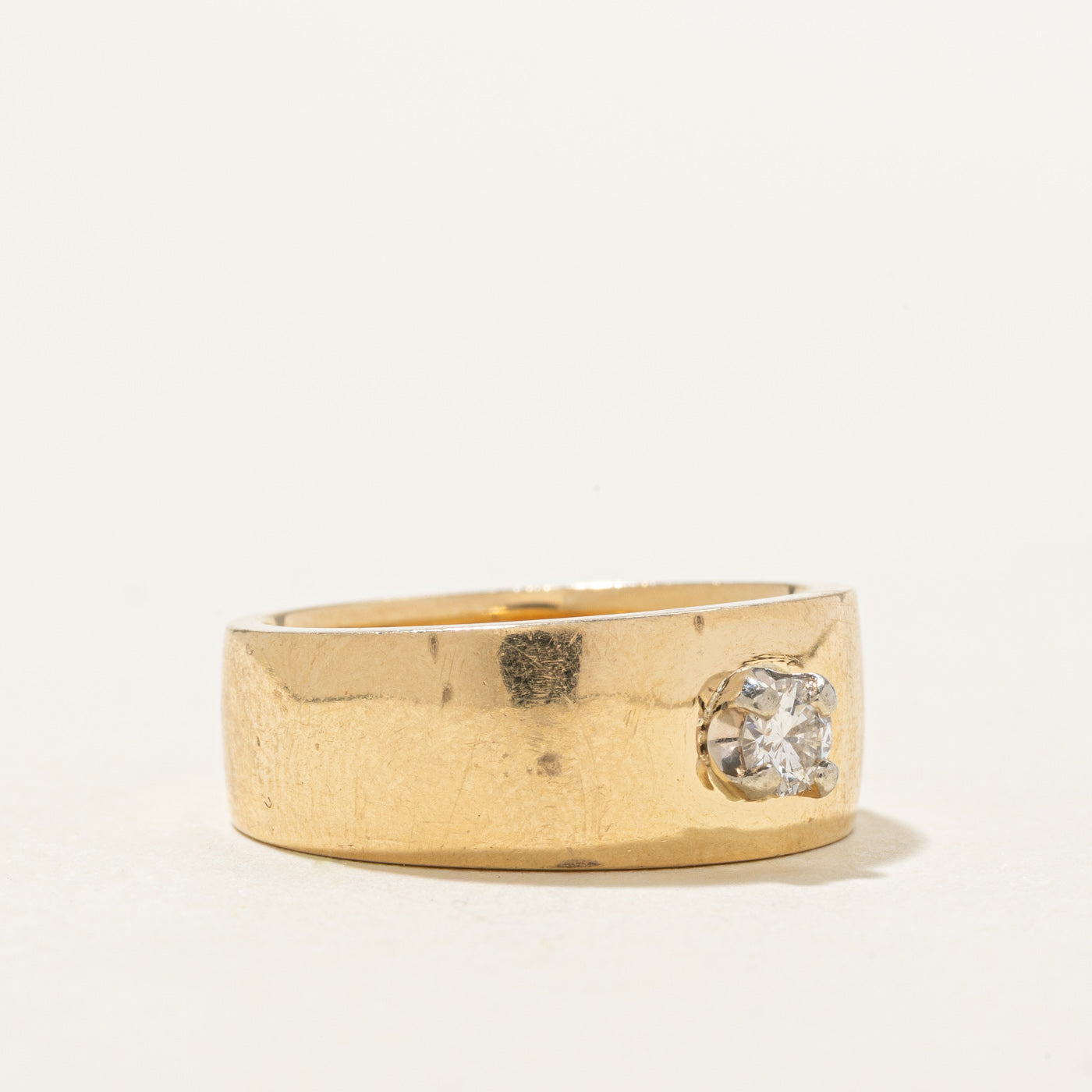 14K Yellow Gold Solitaire Diamond Band | 0.18ct | SZ 6.75