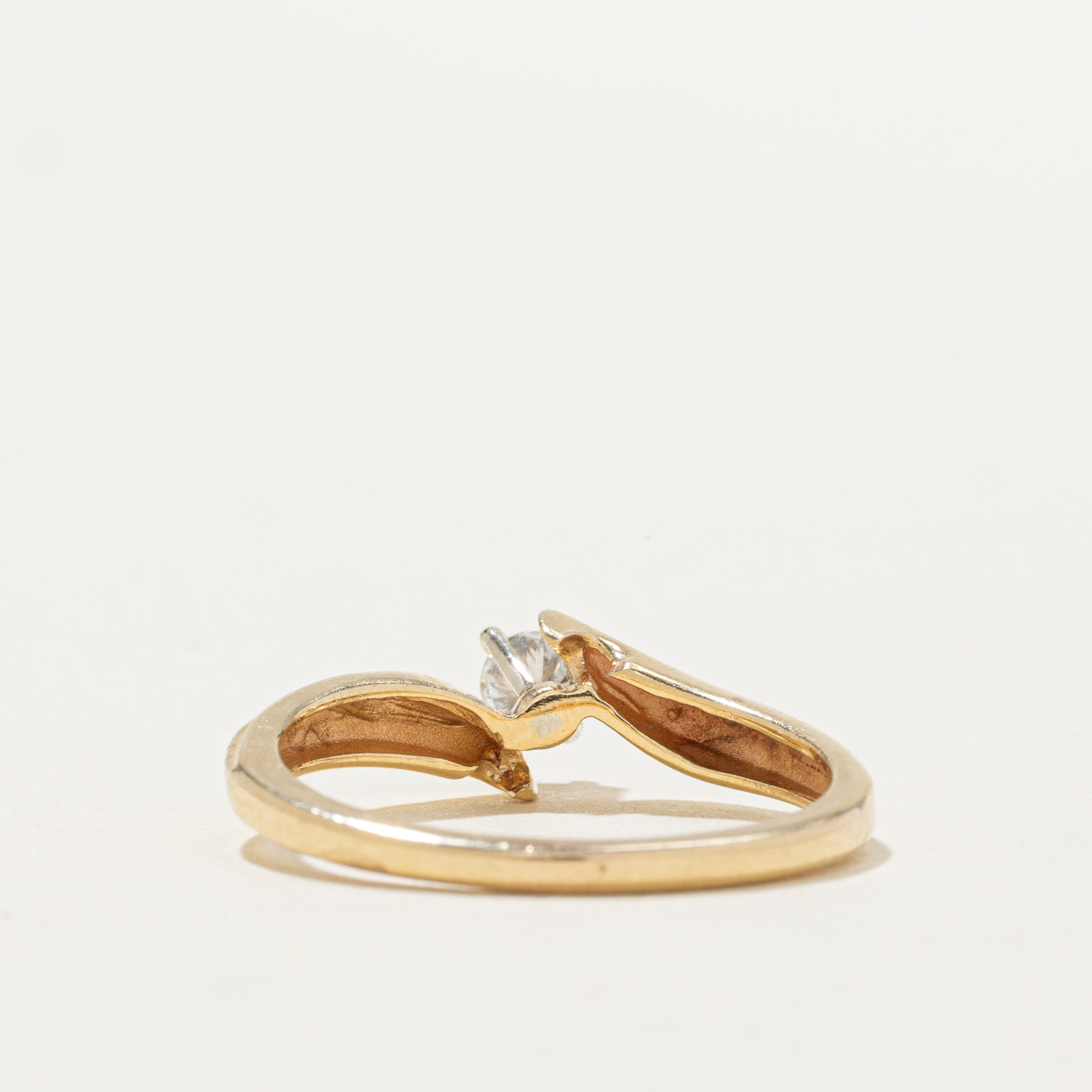 14K Solitaire Diamond Bypass Ring | 0.18ct | SZ 7.75