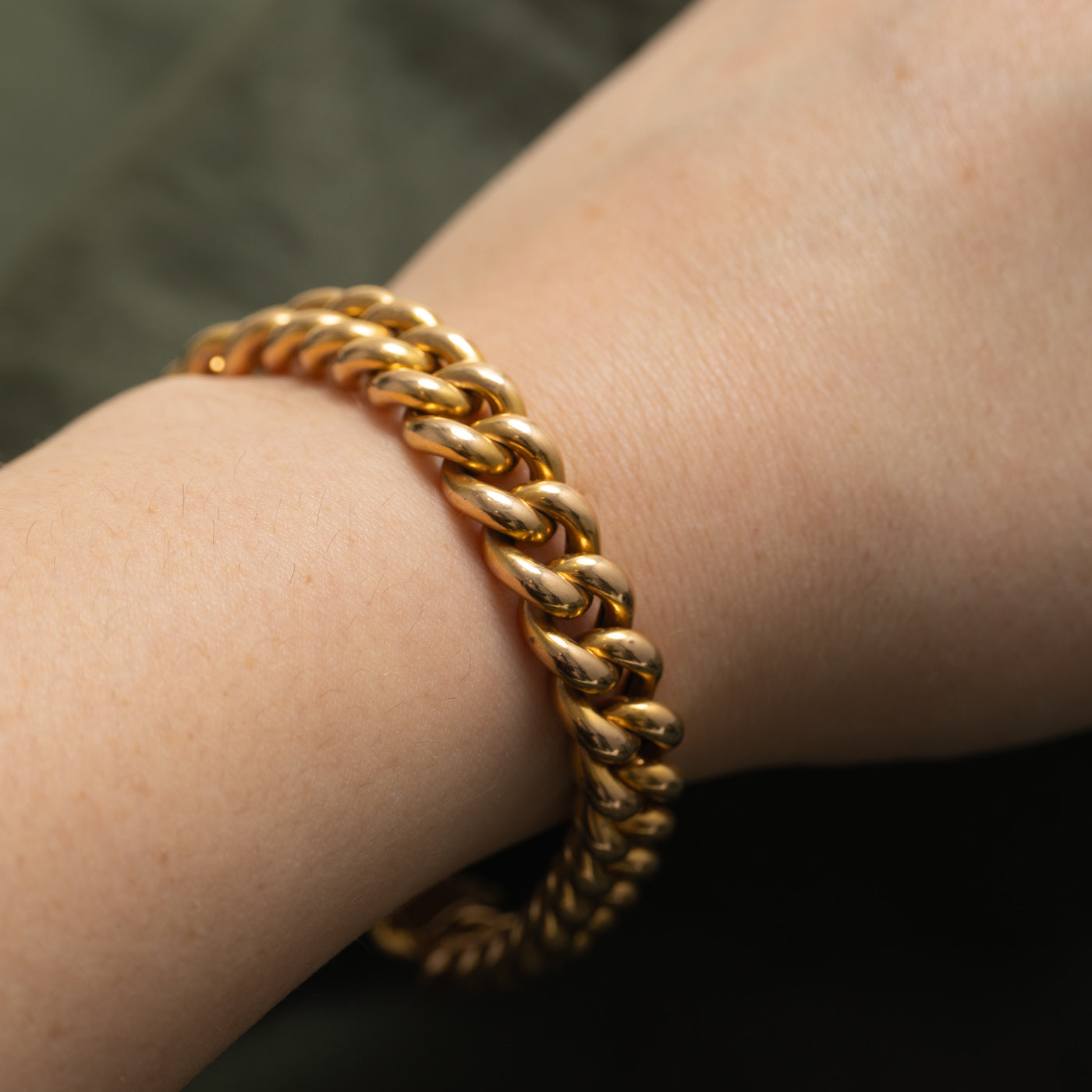 Bracelet à maillons gourmette en or jaune 15 carats | 18 cm