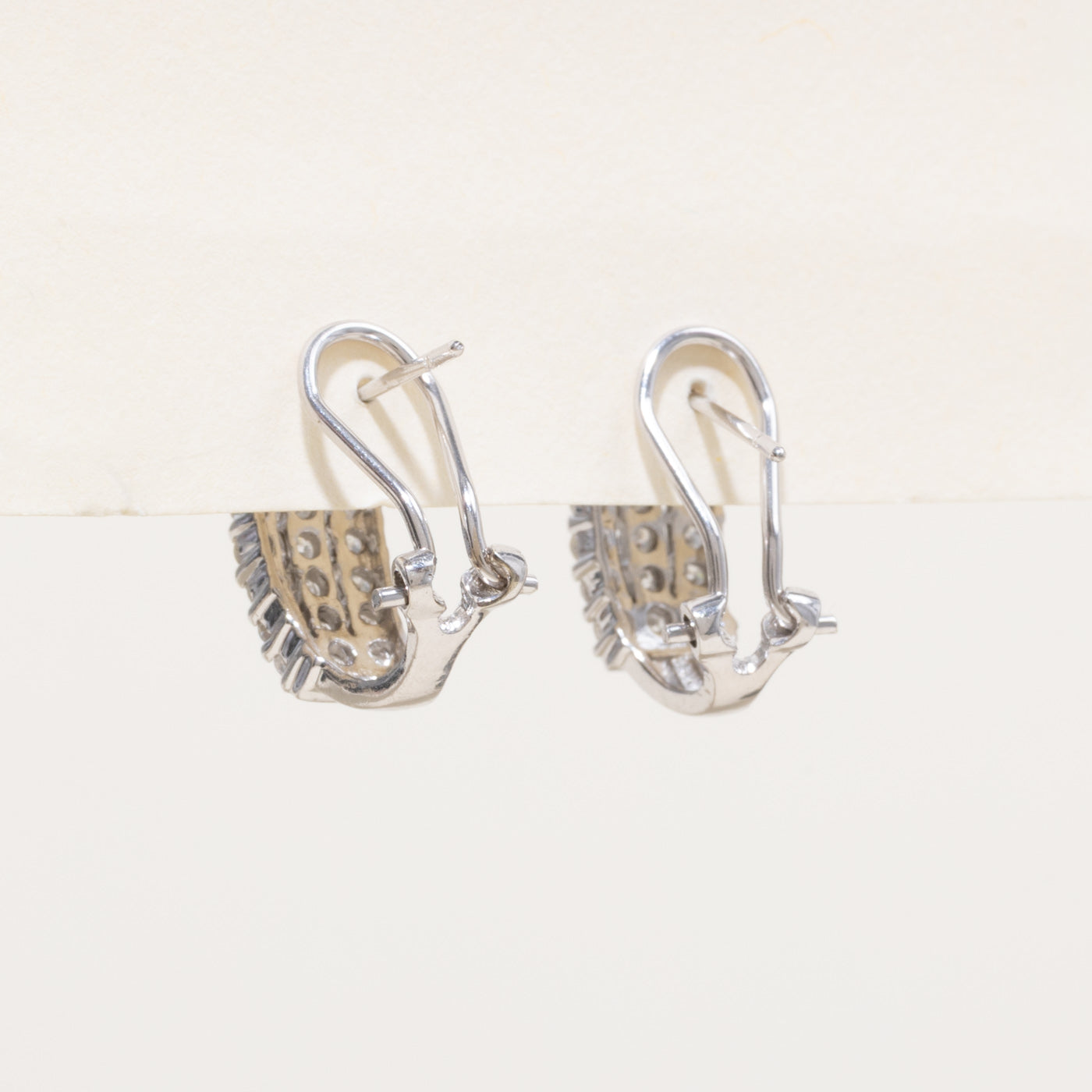 10k Diamond Triple Row Half Hoop Earrings | 0.96ctw