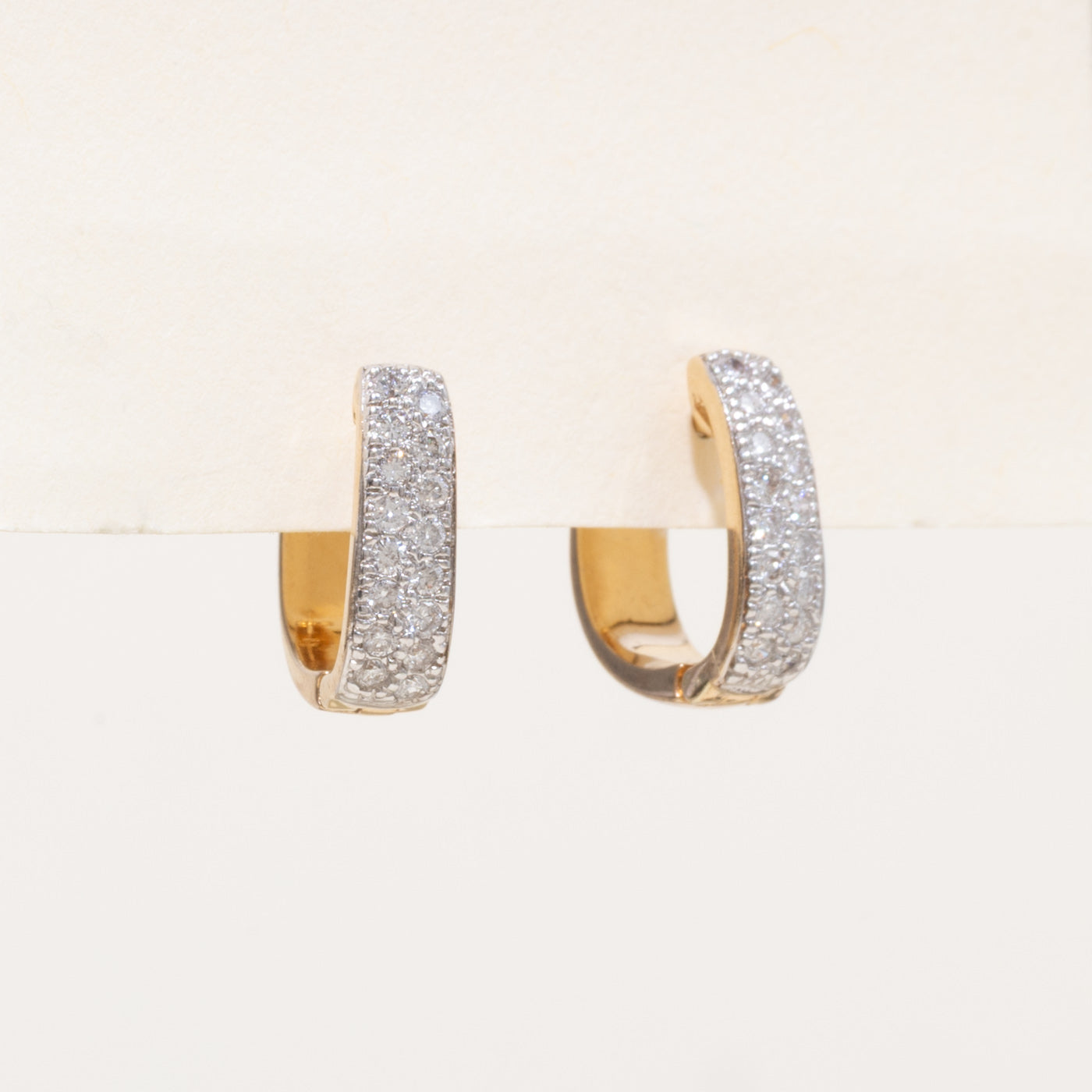 14k Pavé Set Diamond Huggie Earrings | 0.32ctw