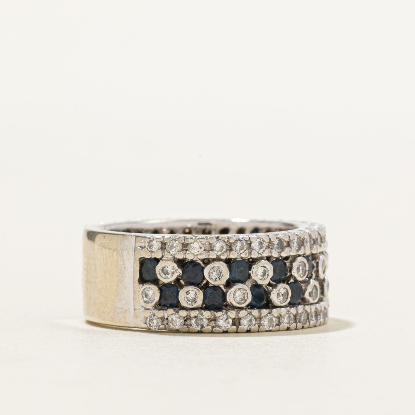 14k Sapphire & Diamond Multi Row Band | 1.00ctw, 0.75ctw | SZ 5.5