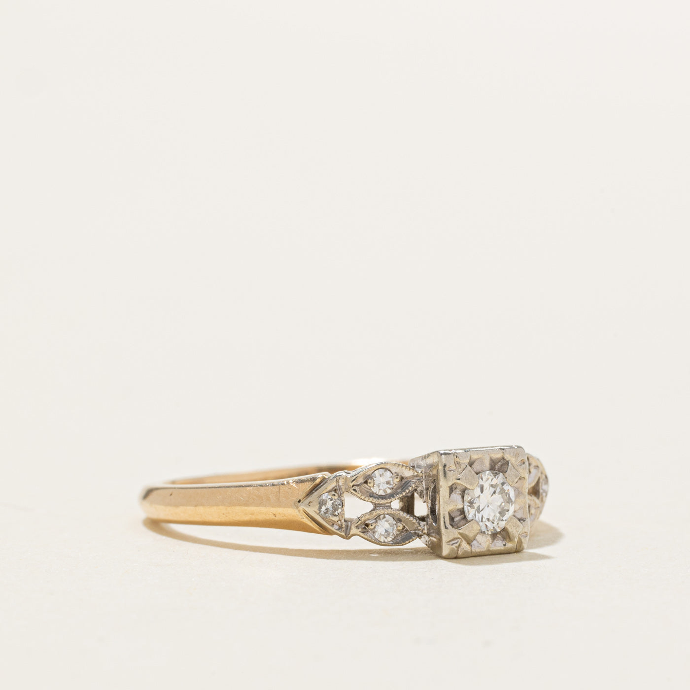 Bague sertie de diamants illusion 14 carats | 0,14 ct | Taille 7,25