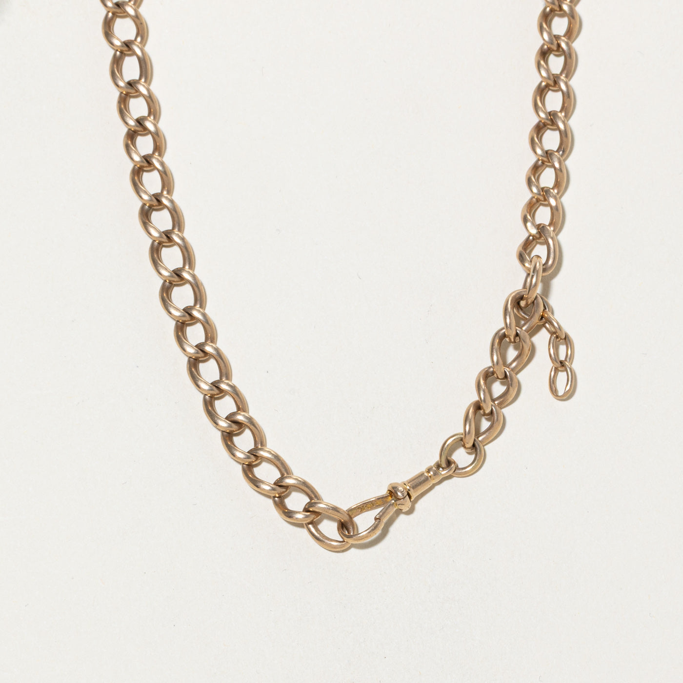 14k Yellow Gold Curb Link Watch Chain | 12"