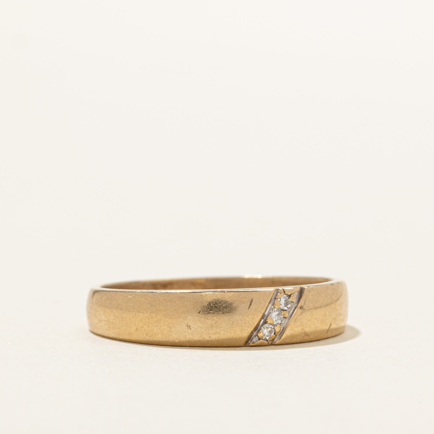 10K Yellow Gold Diagonal Diamond Band | SZ 10.0