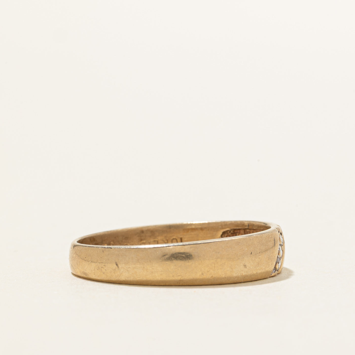 10K Yellow Gold Diagonal Diamond Band | SZ 10.0
