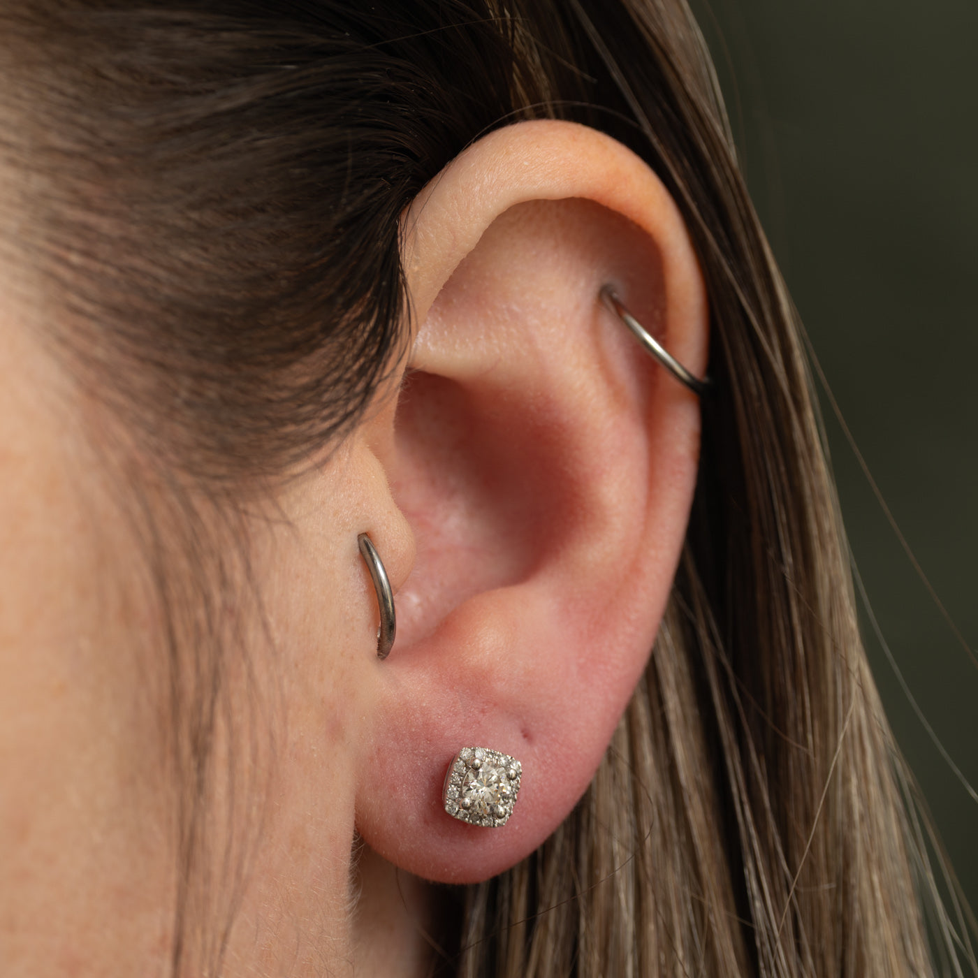 18k Diamond Halo Stud Earrings | 0.56ctw