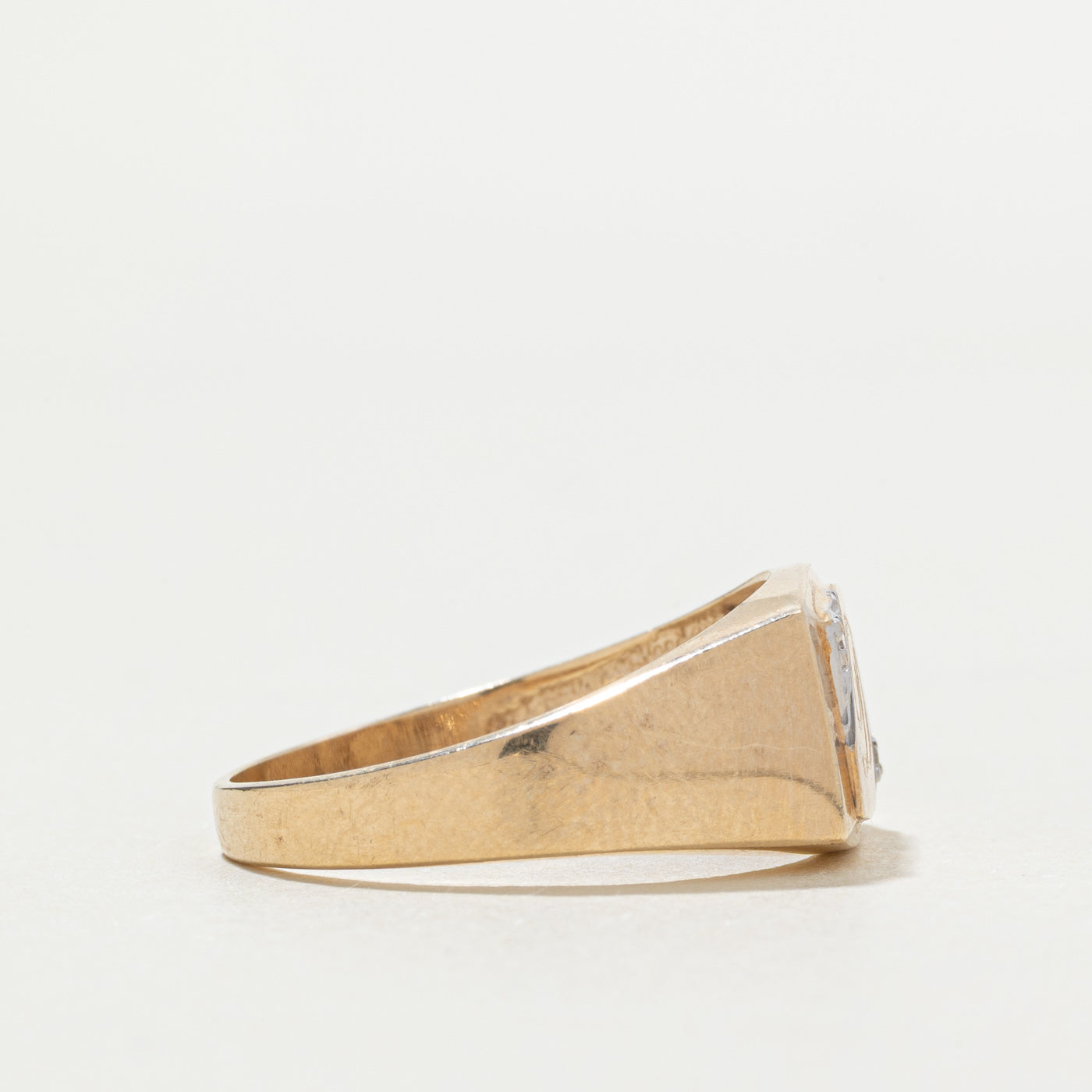 10k Diamond "D" Initial Signet Ring | SZ 9.5