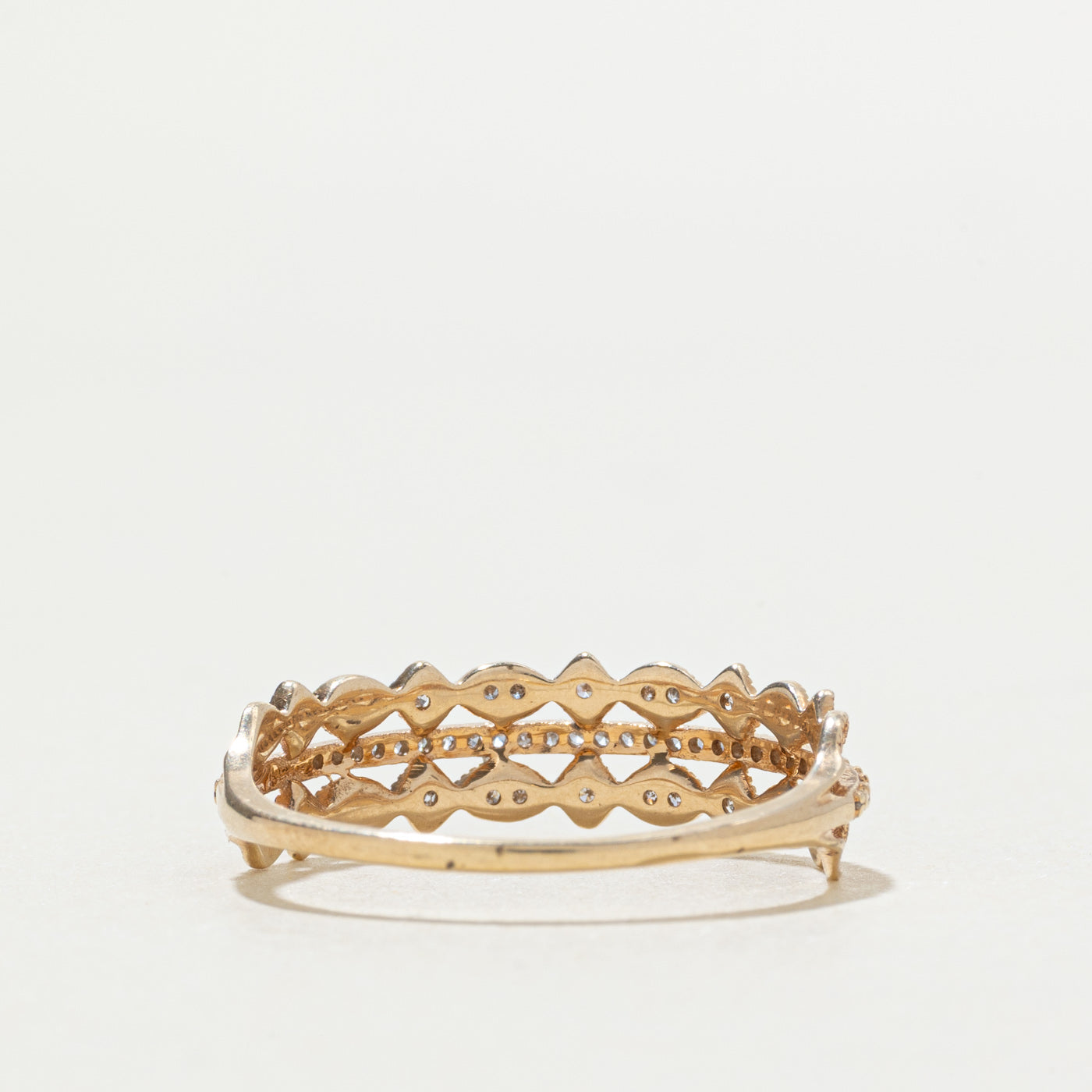 10k Multi Row Diamond Milgrain Geometric Ring | SZ 7.75