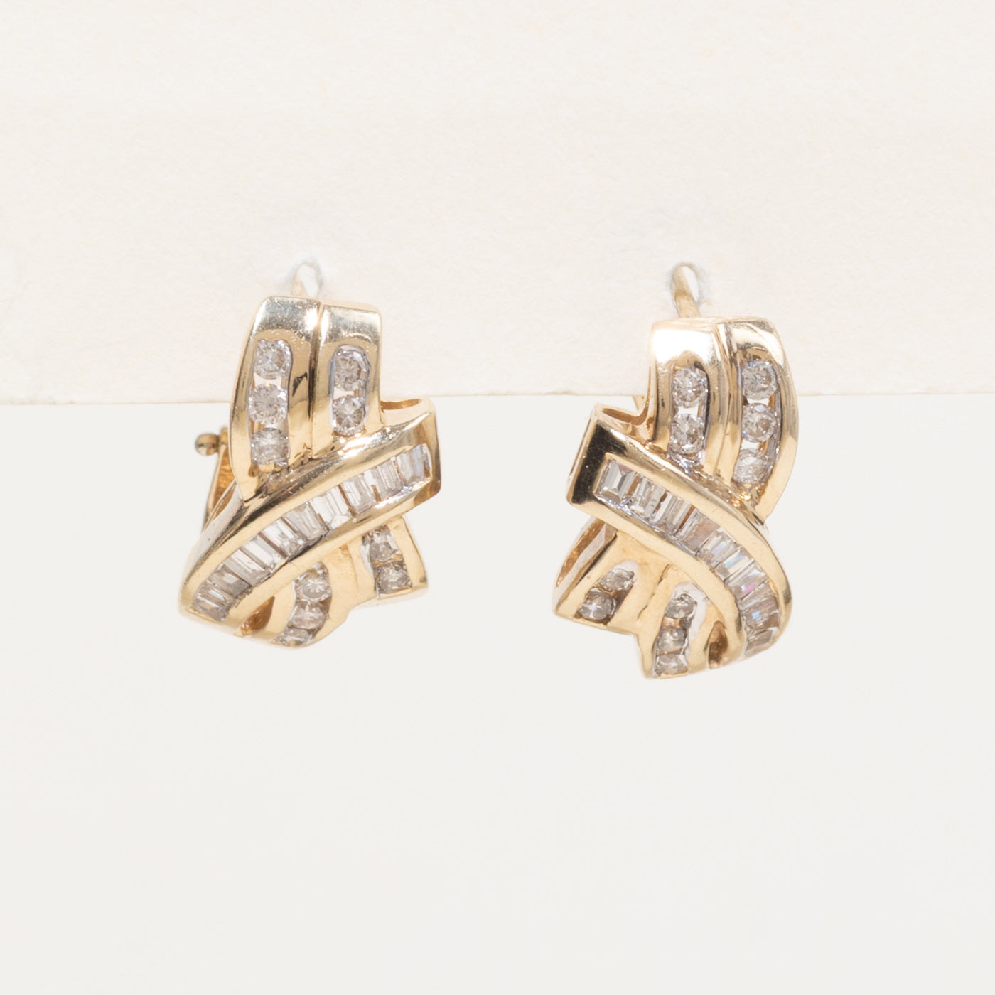 10k Mixed Cut Diamond Crossover Earrings | 0.72ctw