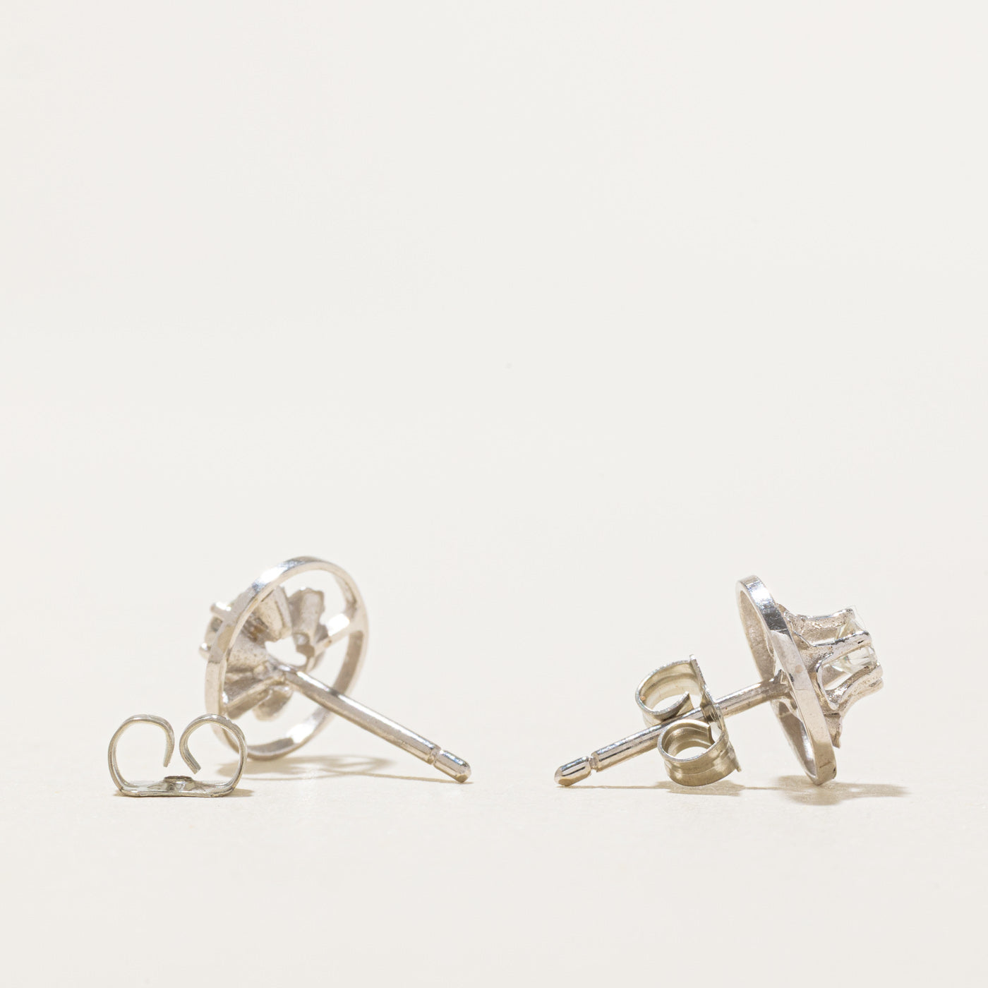 14k Illusion Set Diamond Circle Framed Stud Earrings | 0.20ctw