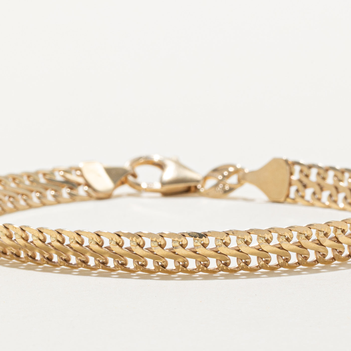 Bracelet à double maillons en or jaune 14 carats | 18 cm