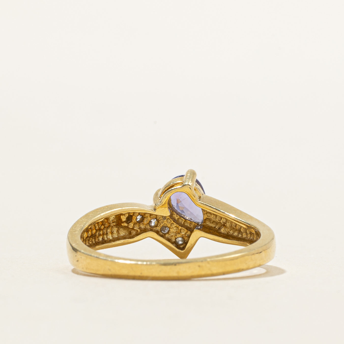 18k Pear Cut Tanzanite & Diamond Bypass Ring | 0.36ct, 0.10ctw | SZ 6.75