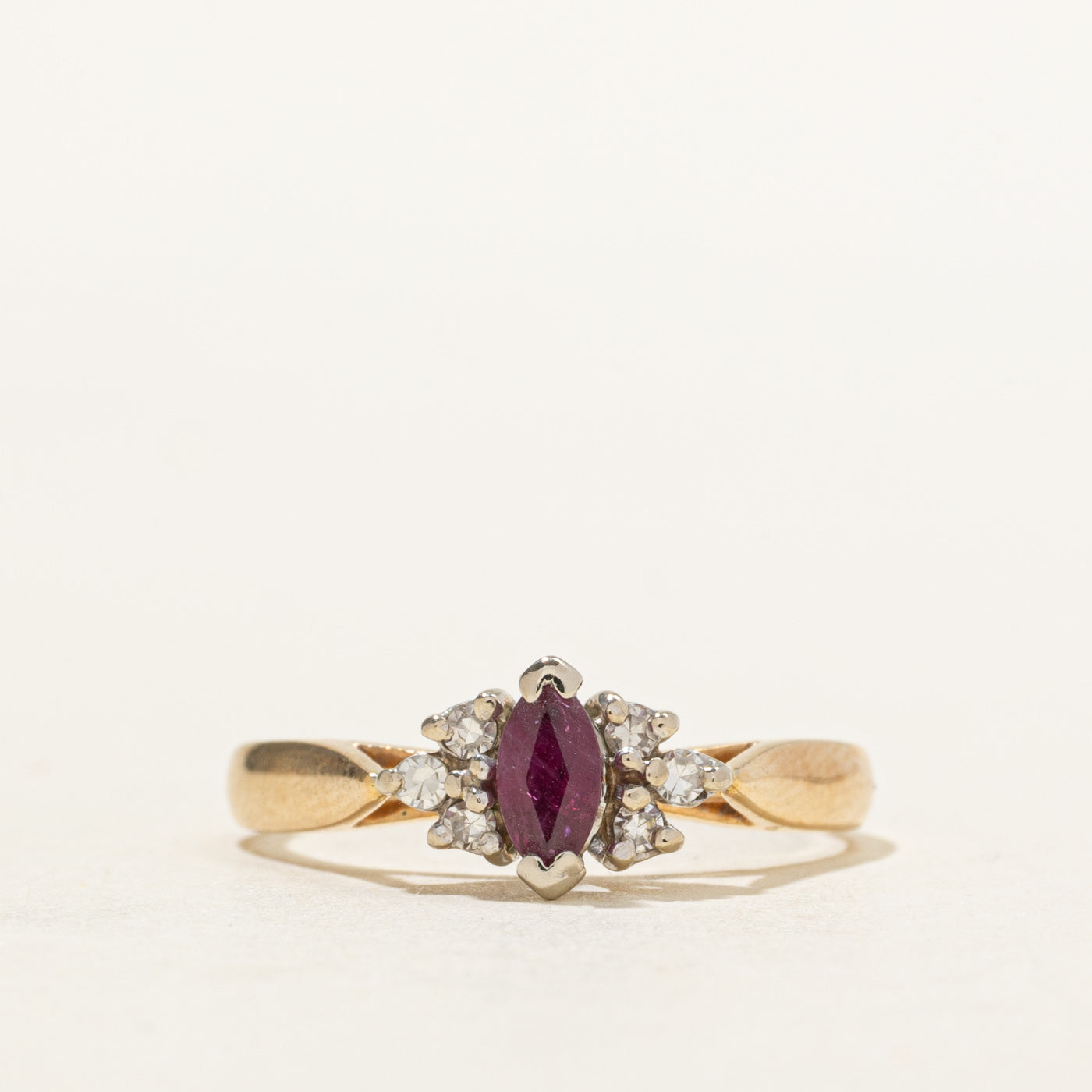 14k Ruby & Diamond Accented Ring | 0.30ct, 0.10ctw | SZ 7.25